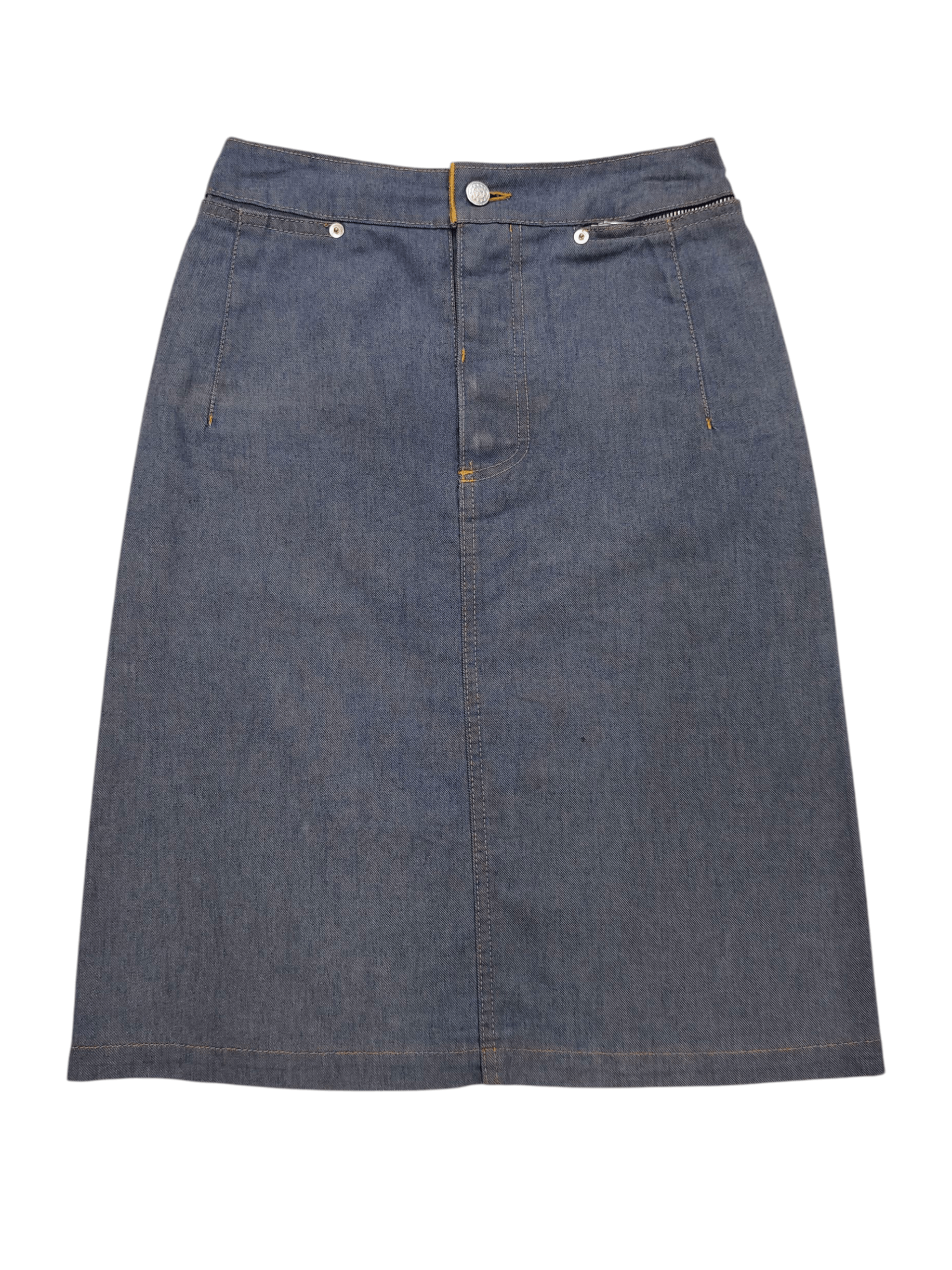CABANE de ZUCCa 00s Zucca Travail🇯🇵 Minimalist Silhouette Denim Midi Skirt Size 28" / US 6 / IT 42 - 1 Thumbnail