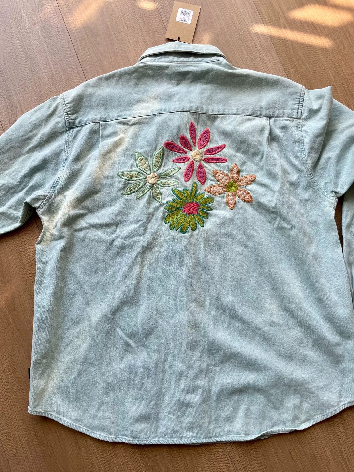 Stussy Stussy Embroidered Flower Denim Shirt Size US M / EU 48-50 / 2 - 1 Thumbnail