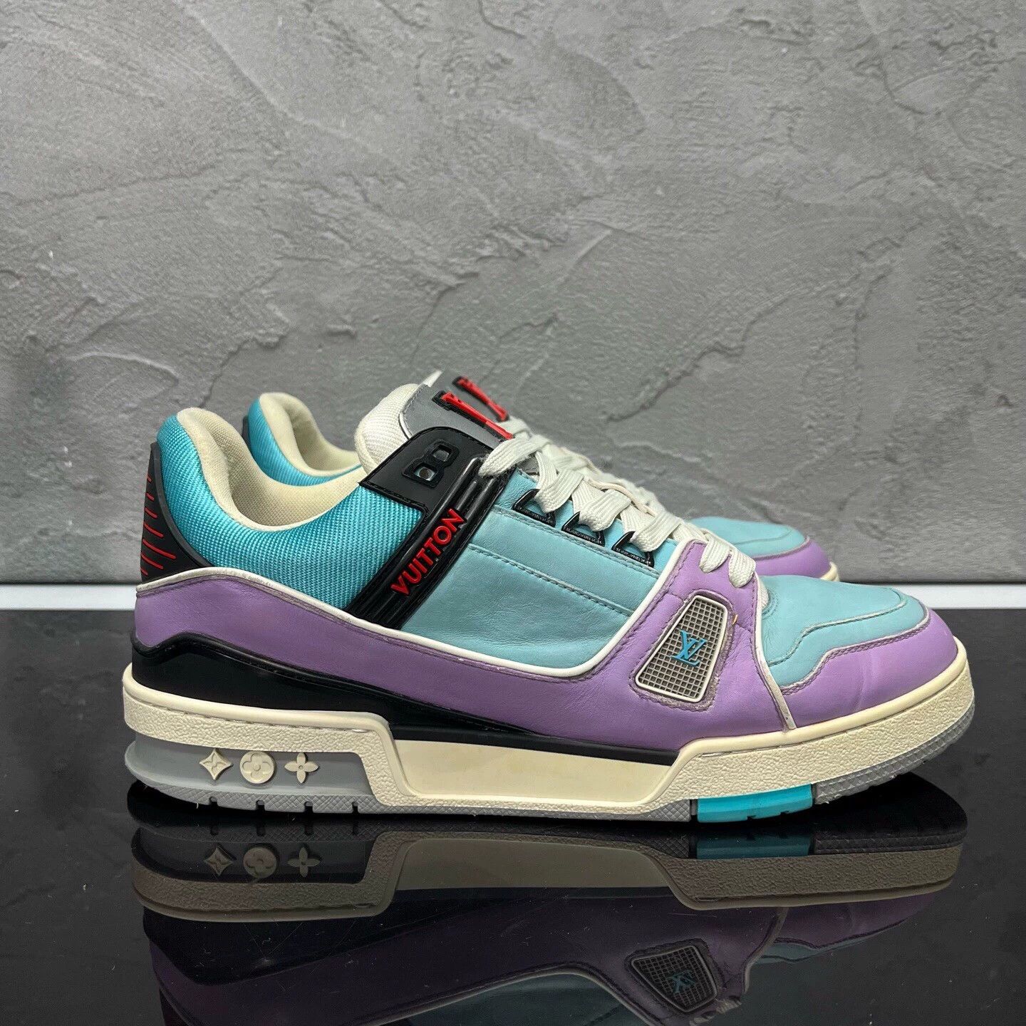 Louis Vuitton LV Trainer blue purple macaron UK8.5/42.5 98 new minor wear Size US 8.5 / EU 41-42 - 3 Thumbnail