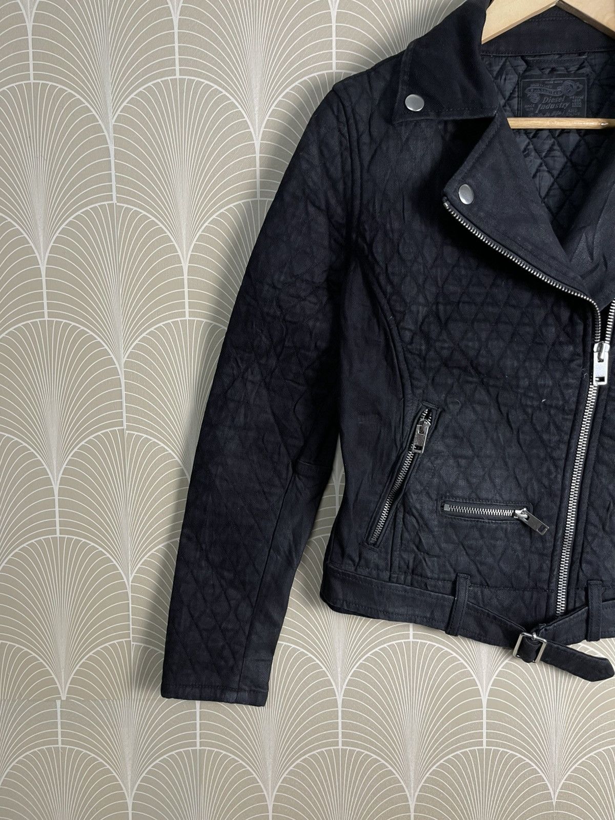 Diesel VINTAGE DIESEL QUILTED DOUBLE COLLAR BIKER JACKET Size US XS / EU 42 / 0 - 3 Thumbnail