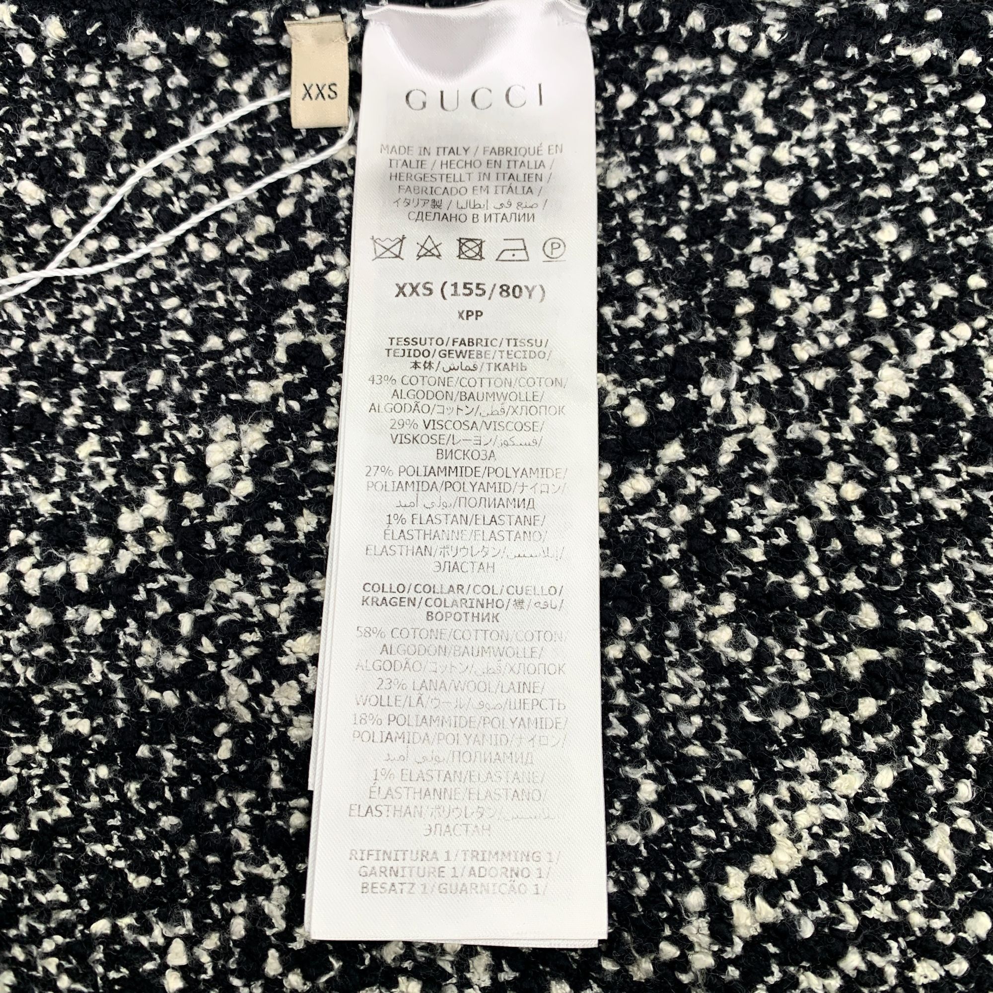 Gucci Gucci Womens Button-Up Wool & Cotton Blend Monogram Cape Jac Size XXS / US 00 / IT 34 - 5 Thumbnail