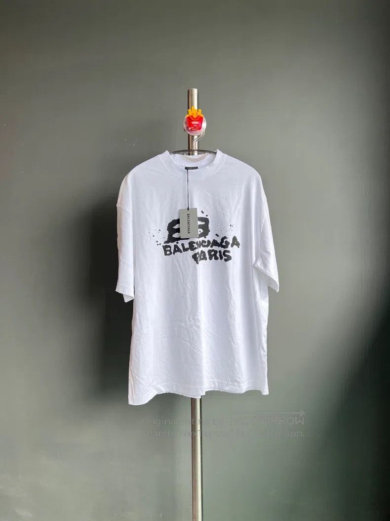 Balenciaga Balenciaga Lettering Printed Round Neck Short Sleeve T-Shi Size US M / EU 48-50 / 2 - 1 Thumbnail