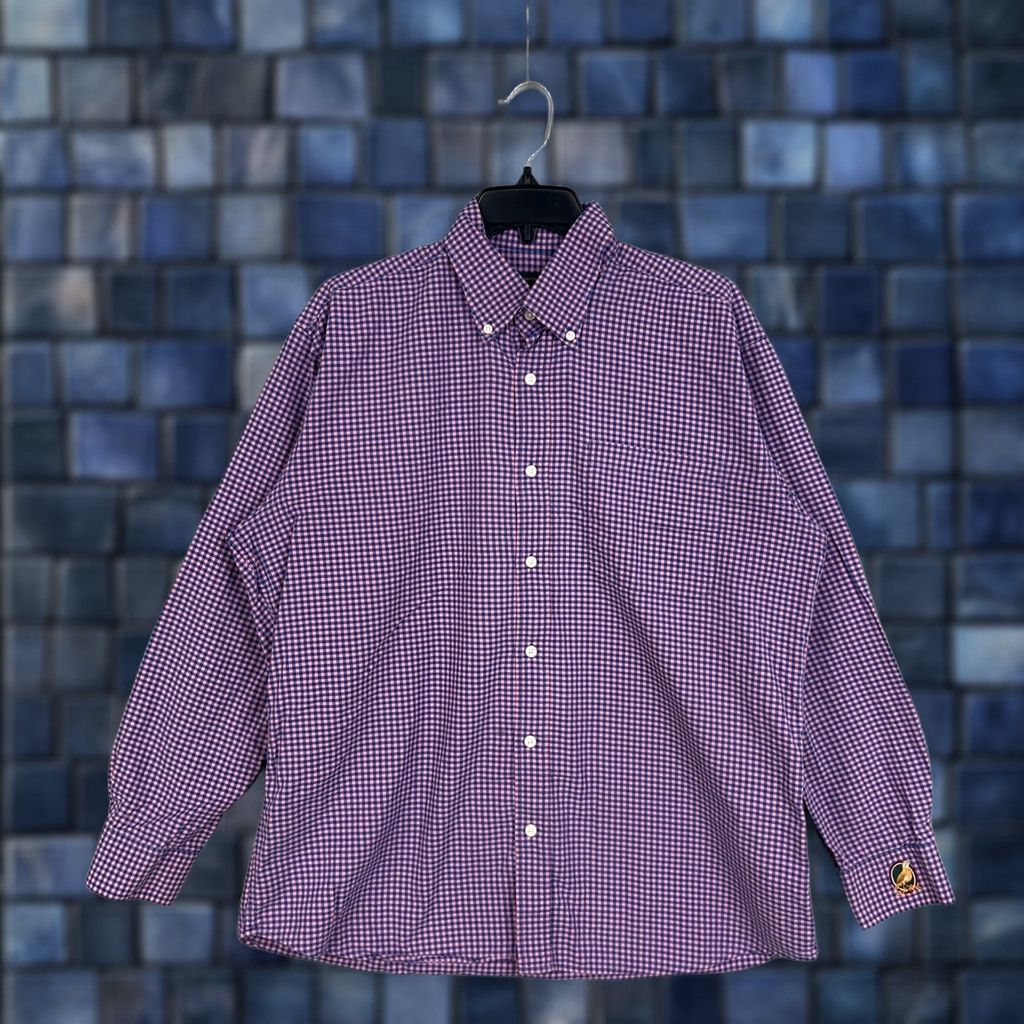 Pinko Turtleson Shirt Mens Large Pink Blue Gingham Button-Down Collar Long Sleeve Shirt Size US L / EU 52-54 / 3 - 1 Thumbnail