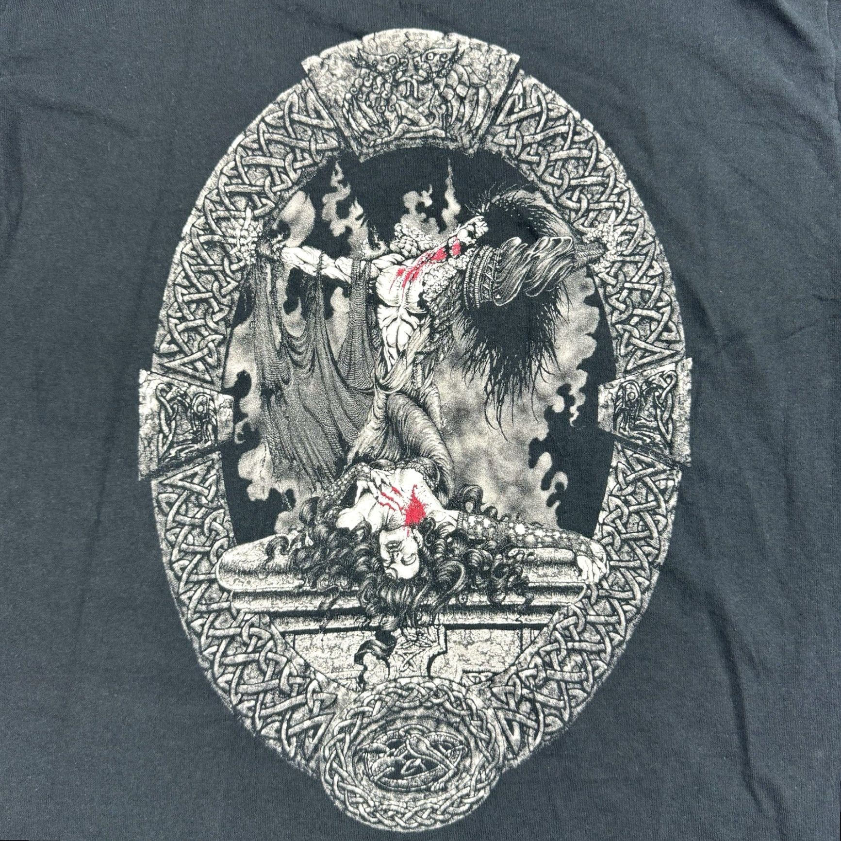 Fruit Of The Loom VINTAGE Fruit of the Loom T-Shirt Men Adult Large Black 90s Punk Gothic Screenworks Size US L / EU 52-54 / 3 - 2 Thumbnail
