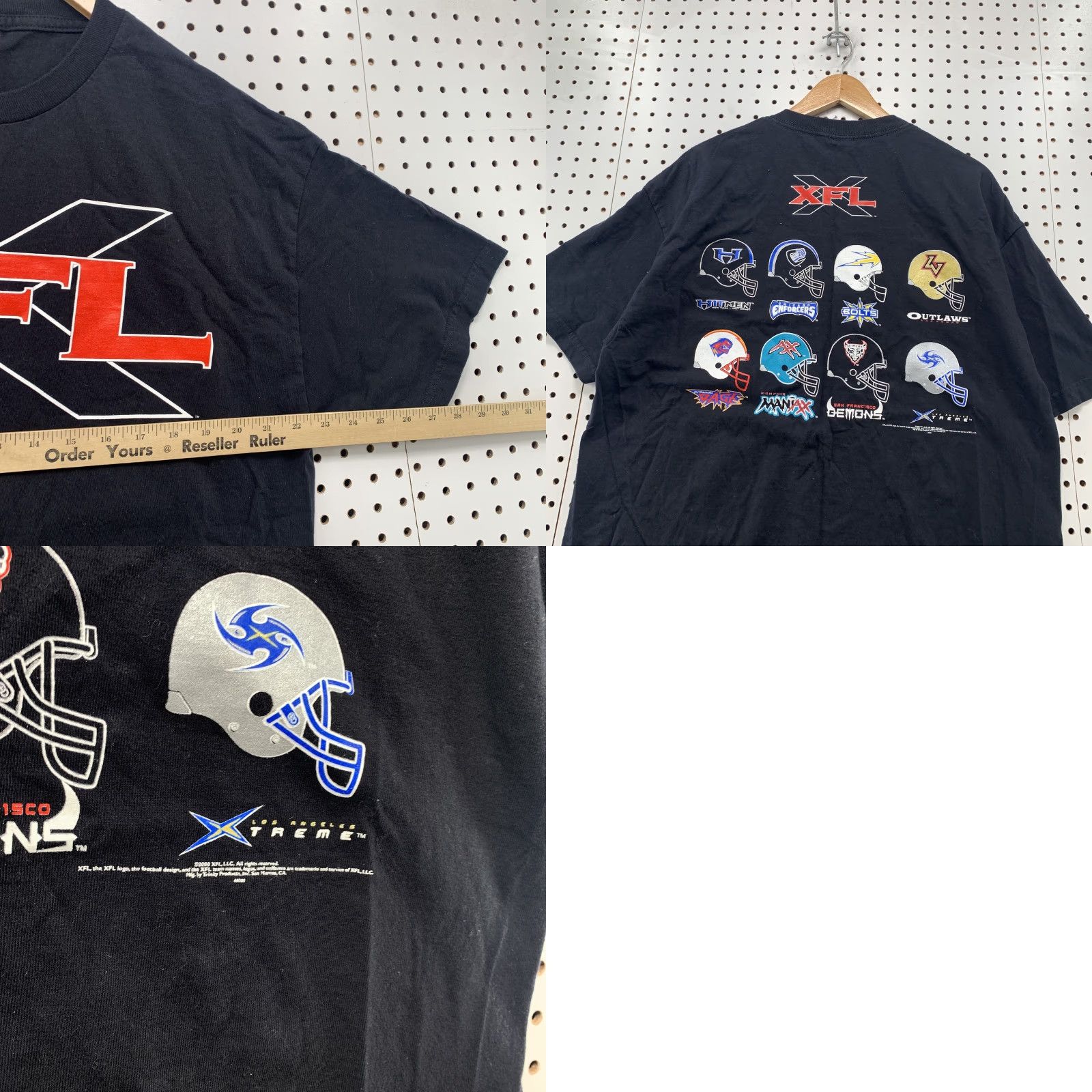 Vintage VINTAGE Alstyle XFL Football League T-Shirt Black XL Short Sleeve Graphic Print Mens 2000s Size US XL / EU 56 / 4 - 8 Thumbnail