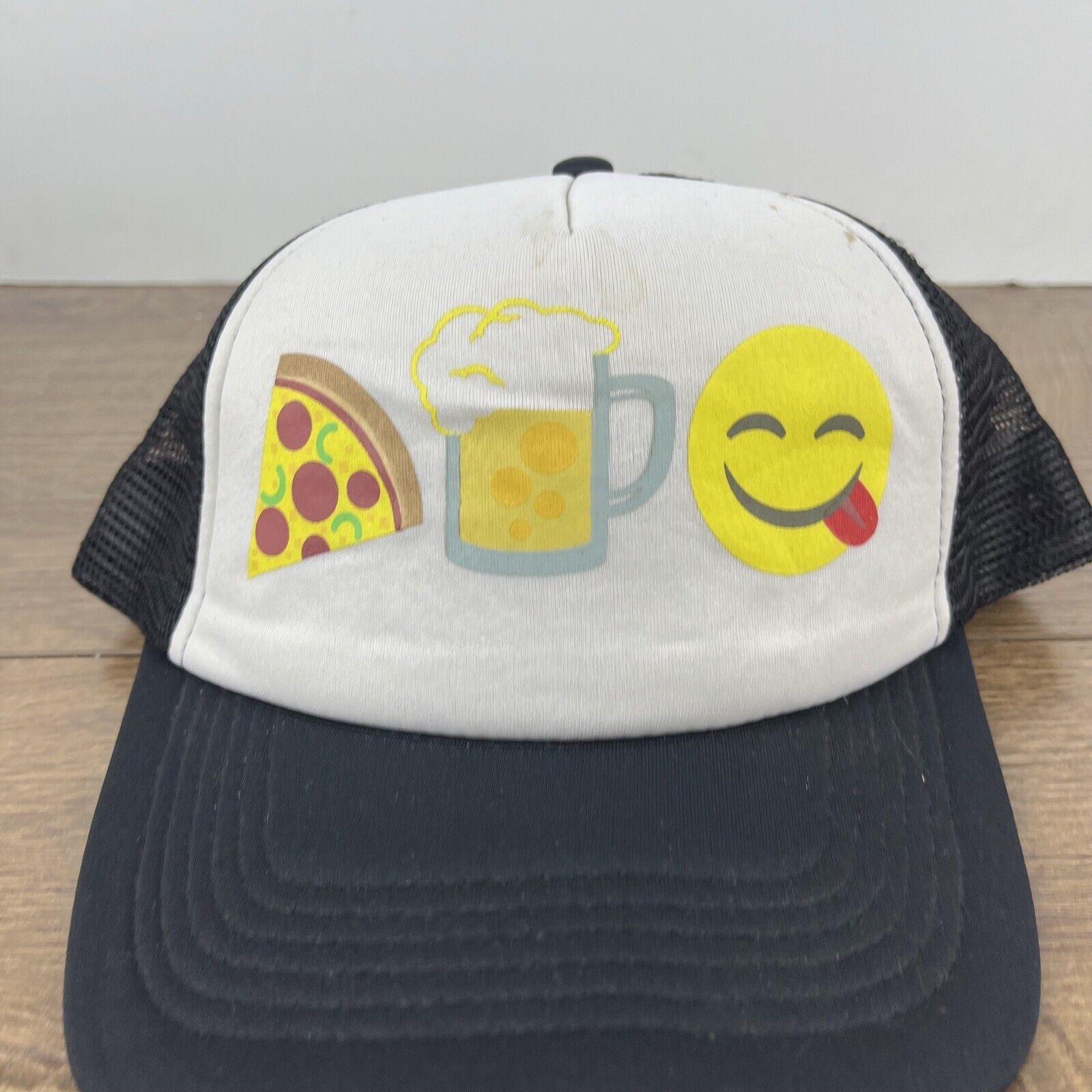 Other Pizza Beer Smile Emoji Hat White Cap Hat Adjustable Hat Whit Size ONE SIZE - 5 Thumbnail