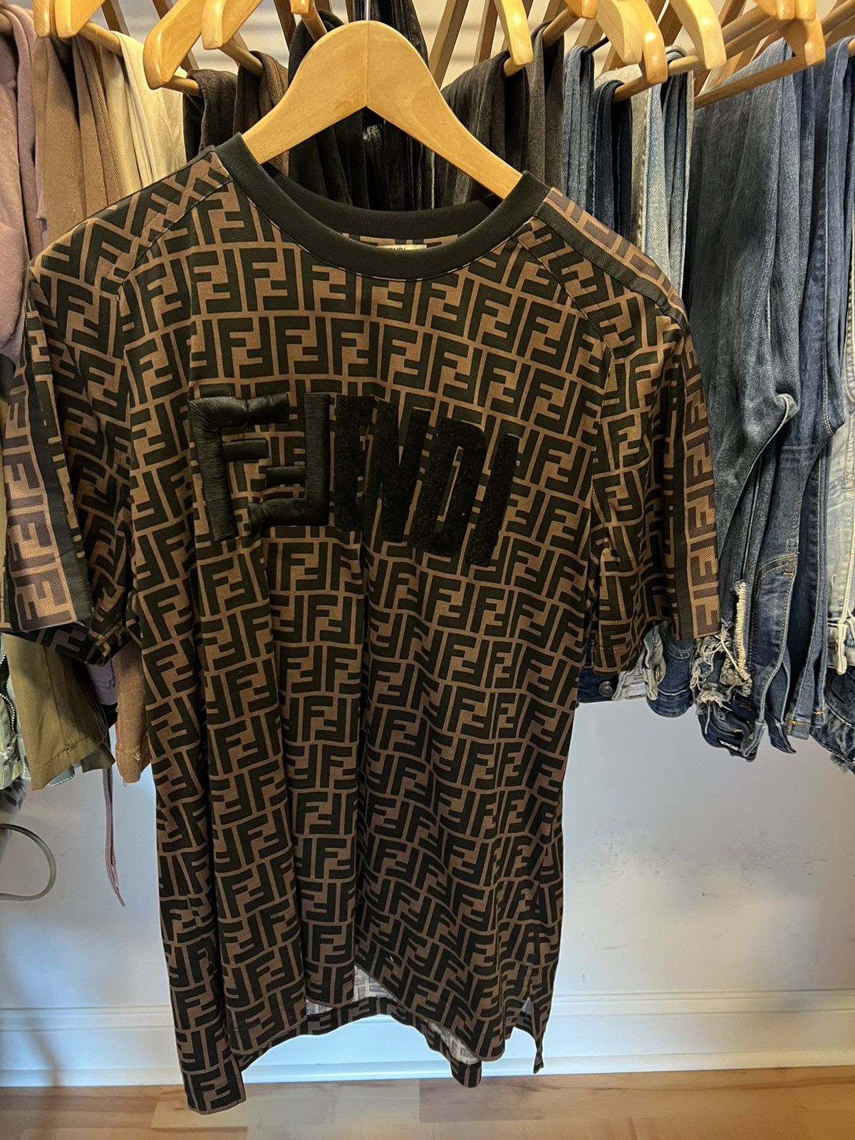 Brown fendi shirt monogram short sleeve women’s