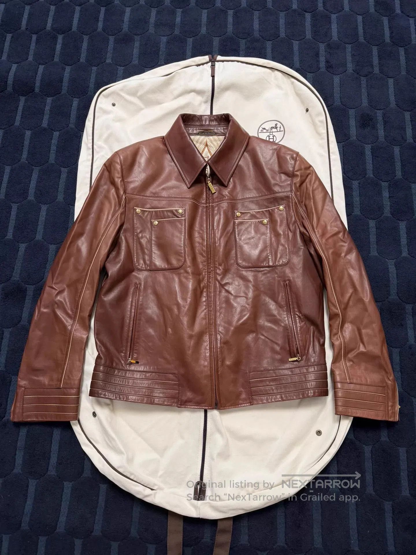 Zilli Brown Leather Jacket with Pockets - Size L. Size US L / EU 52-54 / 3 - 1 Thumbnail