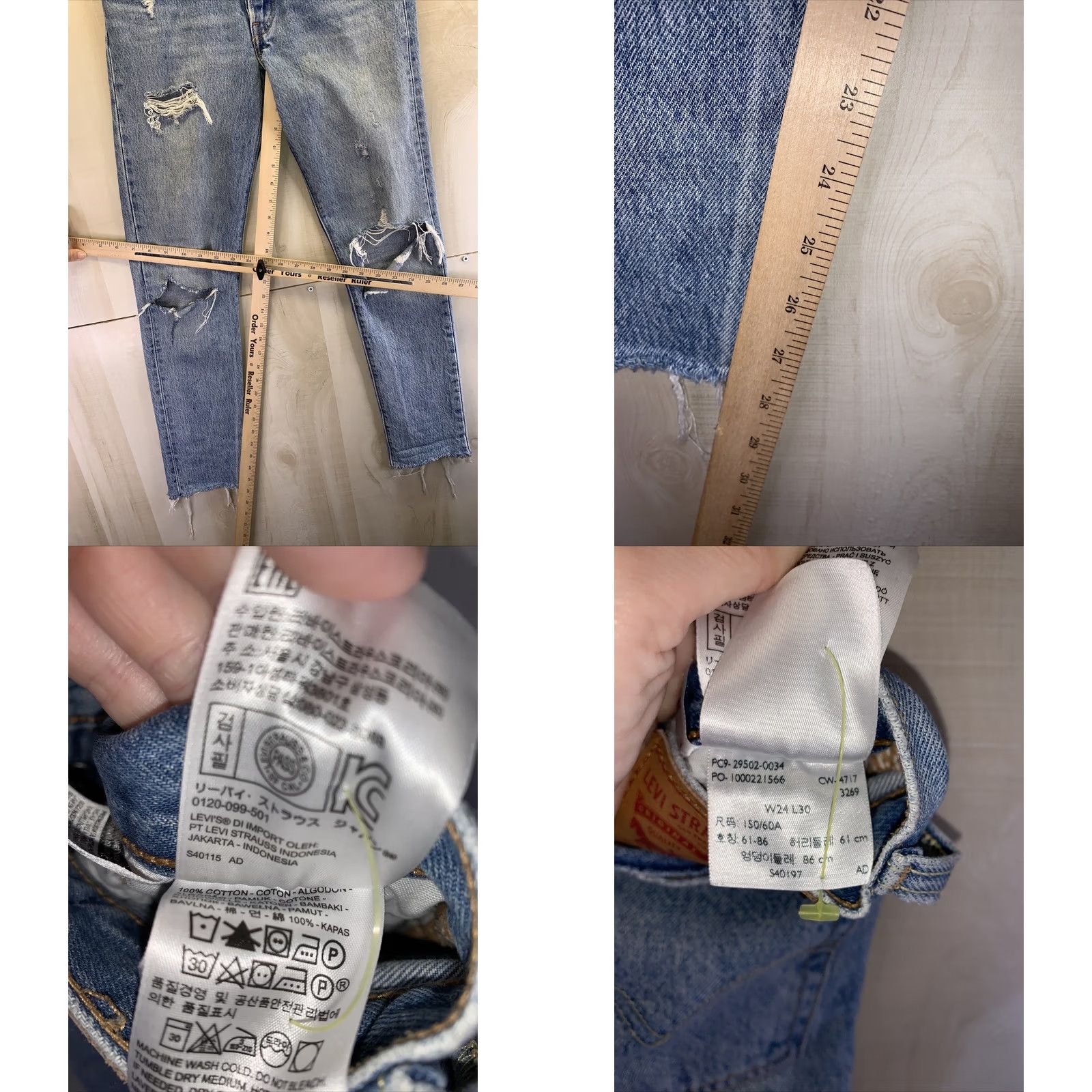 Levi's VINTAGE Levi’s 501 Womens Stone Wash Distressed Jeans 24x30-7303 Denim Jeans Blue Womens 24 in. Distressed Casual Jeans Size 42" / US 20 - 8 Thumbnail
