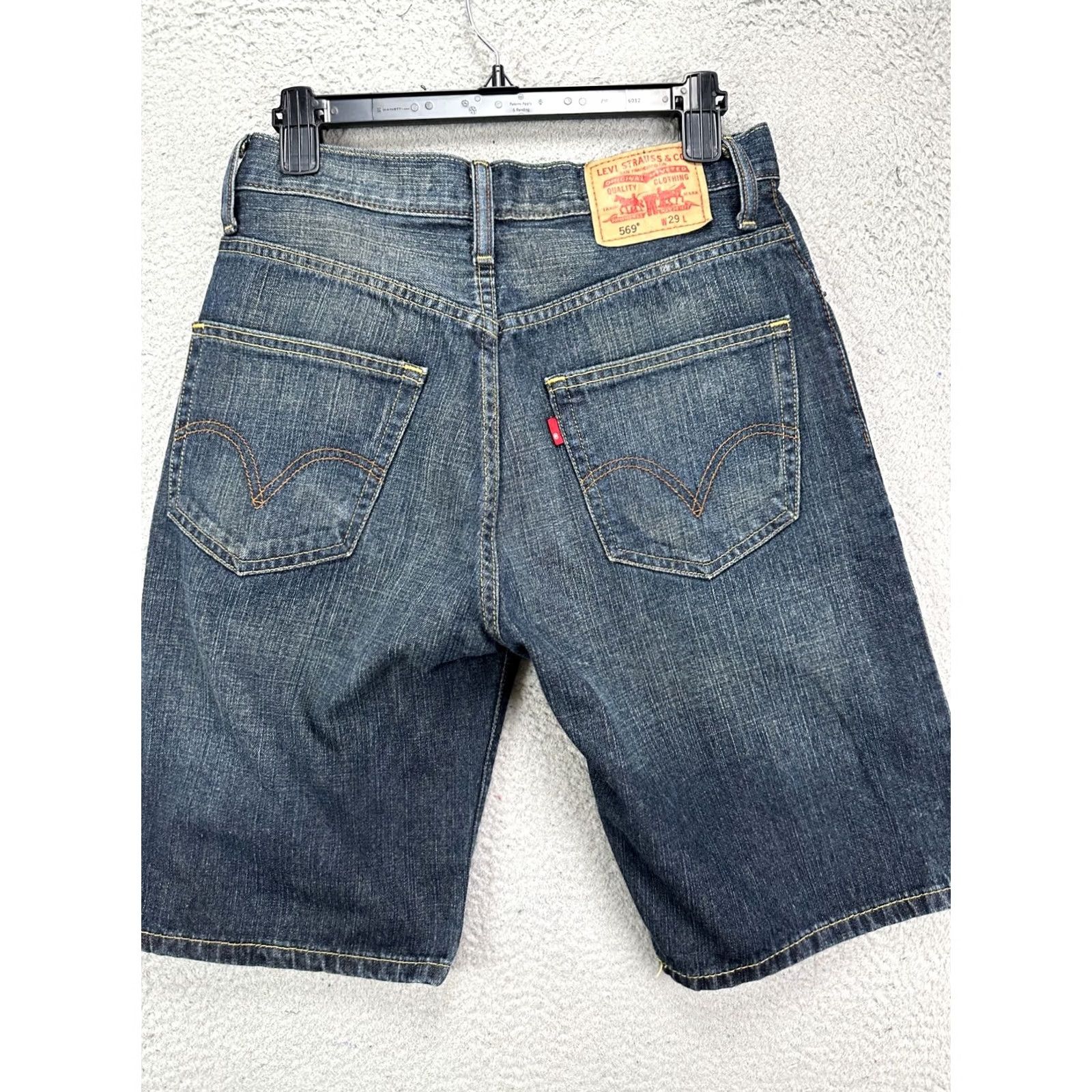 Levi's Levi's 569 Shorts Mens 29 Blue Distressed Loose Straight Red Tab Flat Front Denim Size US 29 - 3 Thumbnail