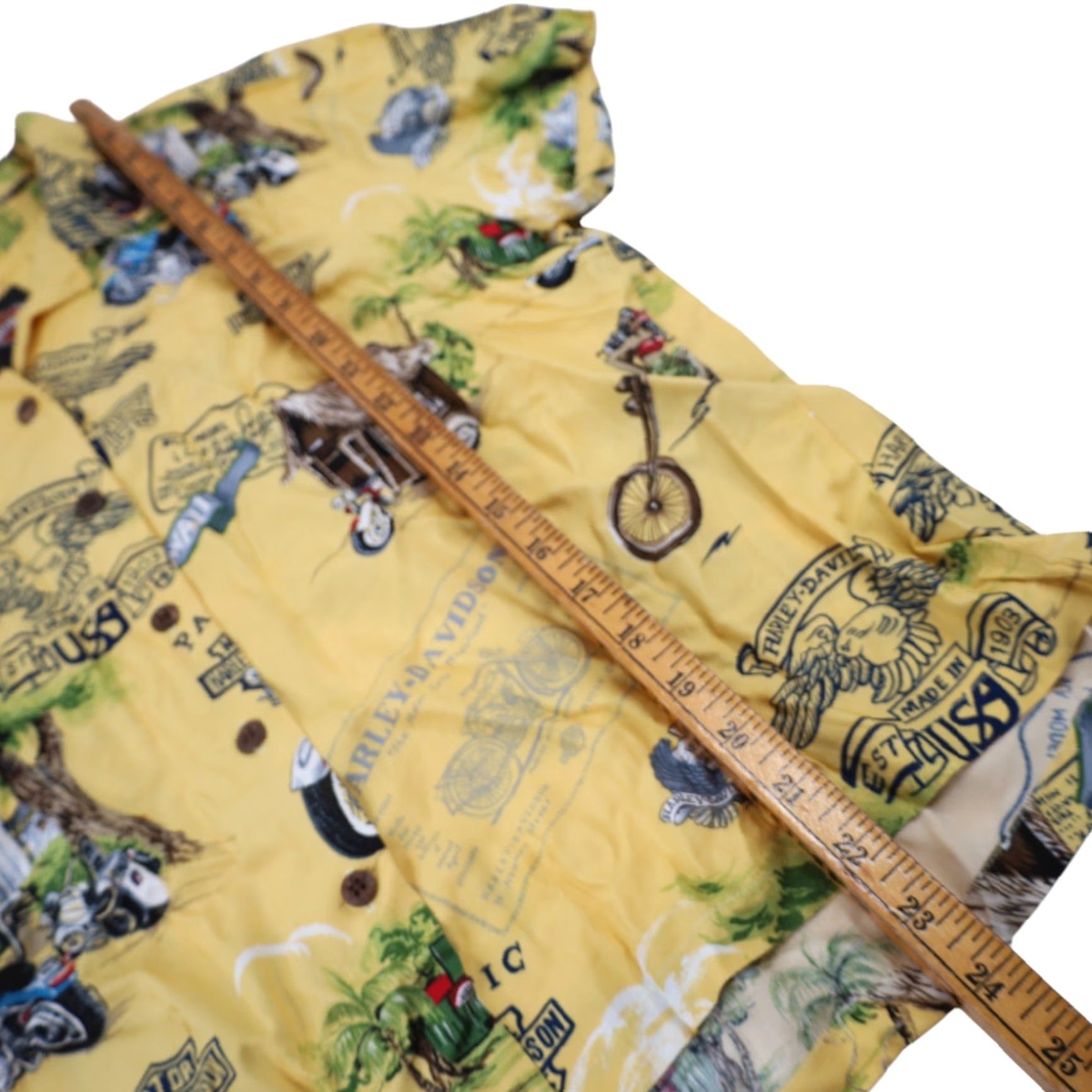 Harley Davidson VINTAGE Harley Davidson Womens Large Silk Hawaiian Shirt Yellow Shirt Women Large Yellow Harley Davidson Silk Hawaiian Button-Up 90s? Size L / US 10 / IT 46 - 6 Thumbnail