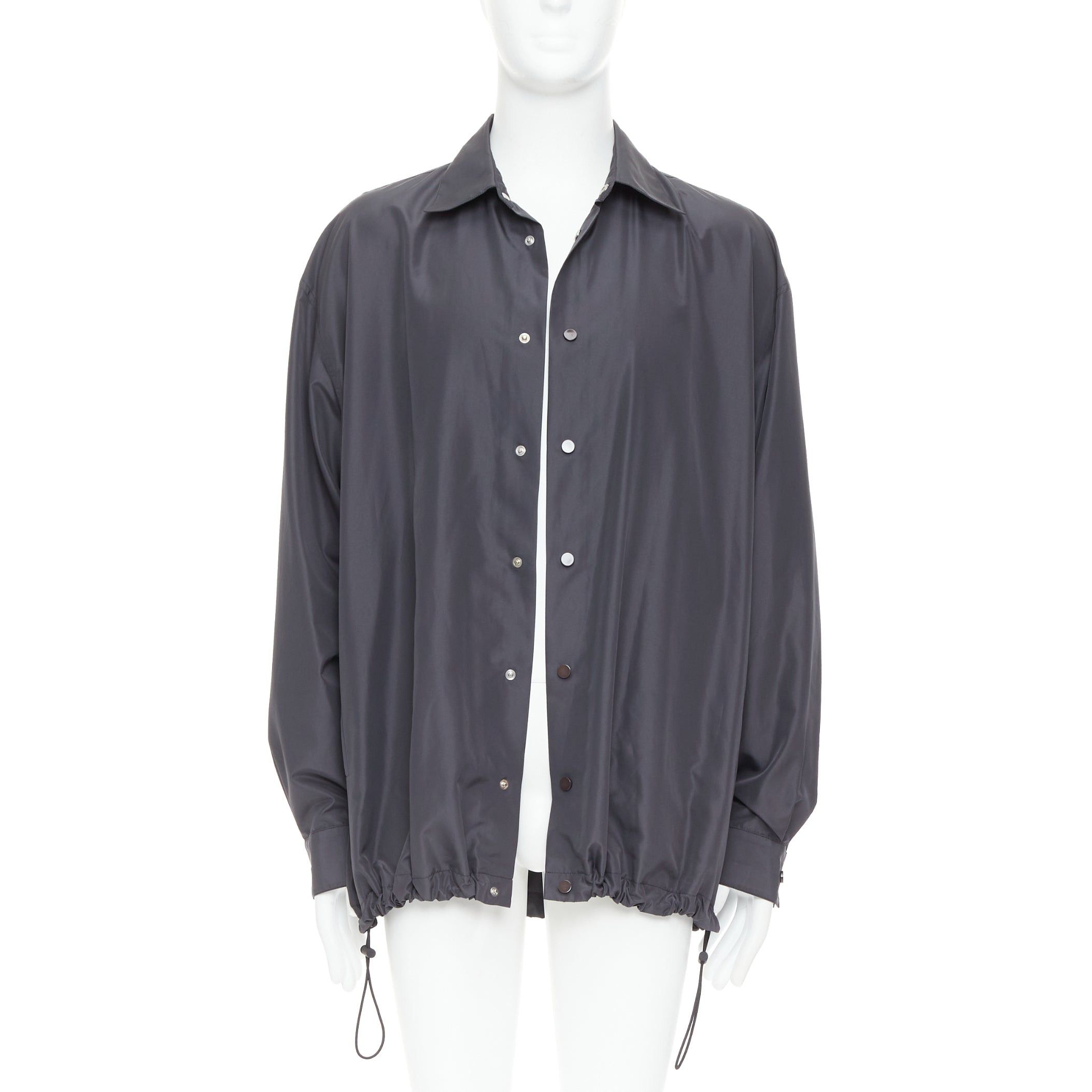 Bottega Veneta BOTTEGA VENETA 2020 dark grey nylon button anorak shell jacket IT50 L Size US L / EU 52-54 / 3 - 1 Thumbnail