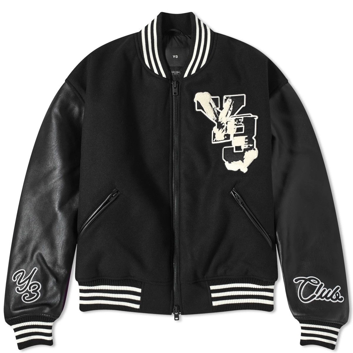 Y-3 Y-3 Club Vegan Leather Wool Bomber Jacket Size US XL / EU 56 / 4 - 12 Thumbnail