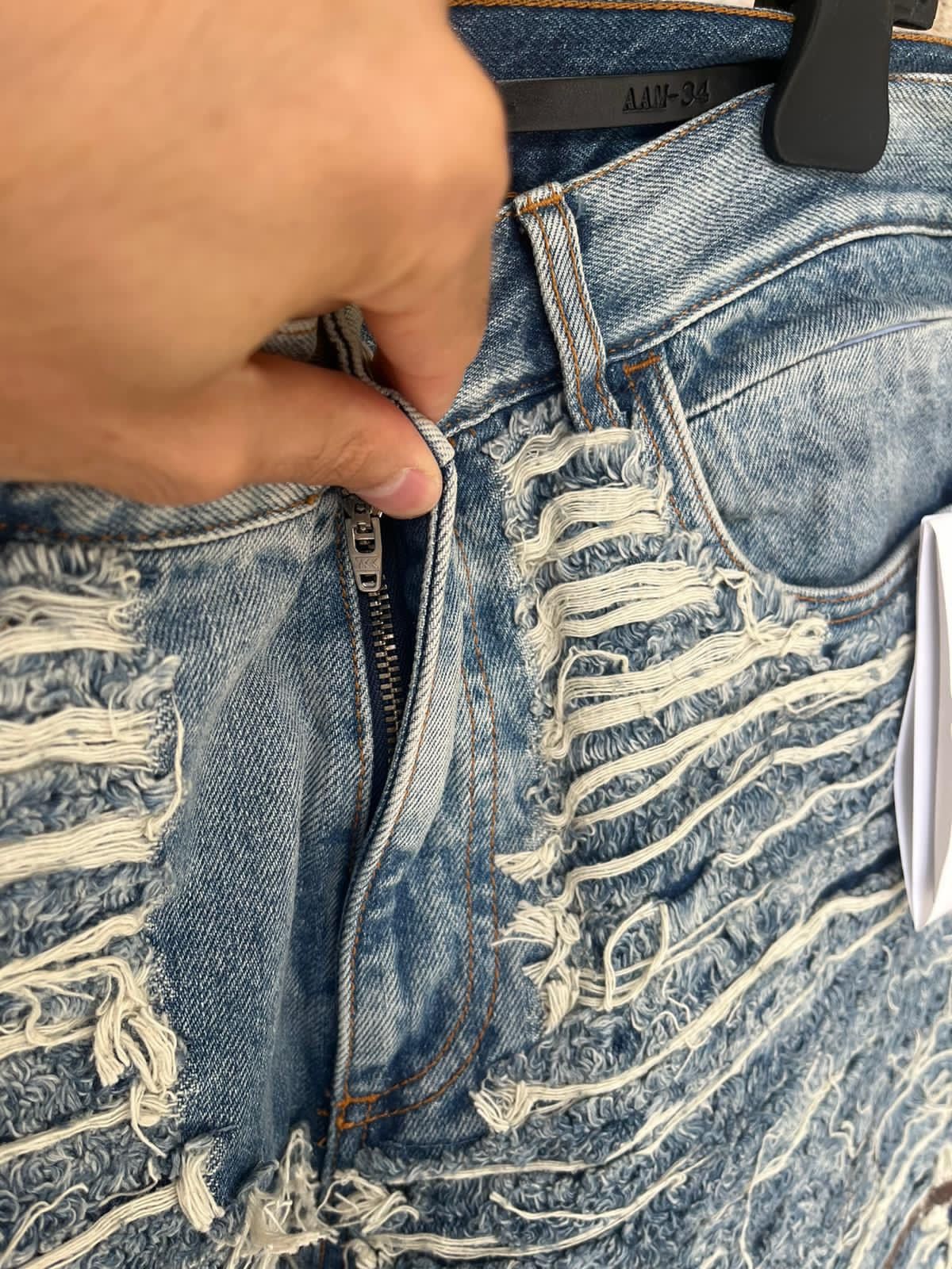 Alyx × Blackmeans 6 Pocket Blackmeans Distressed & Frayed Denim in Blue Size US 36 / EU 52 - 13 Thumbnail