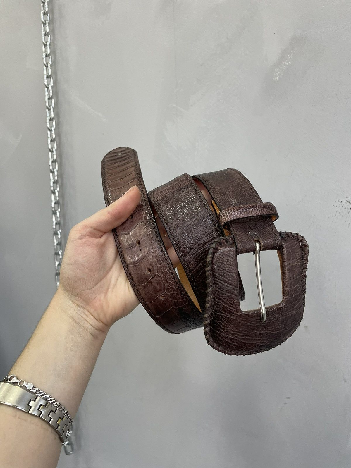 14th Addiction Rare 14th addiction ostrich leather reptiles house belt Size ONE SIZE - 3 Thumbnail