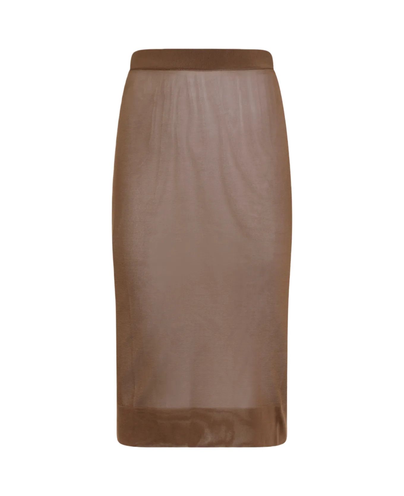 Saint Laurent Paris o1bcso1str0426 Viscose Midi Skirt in Brown Size 26" / US 2 / IT 38 - 1 Thumbnail