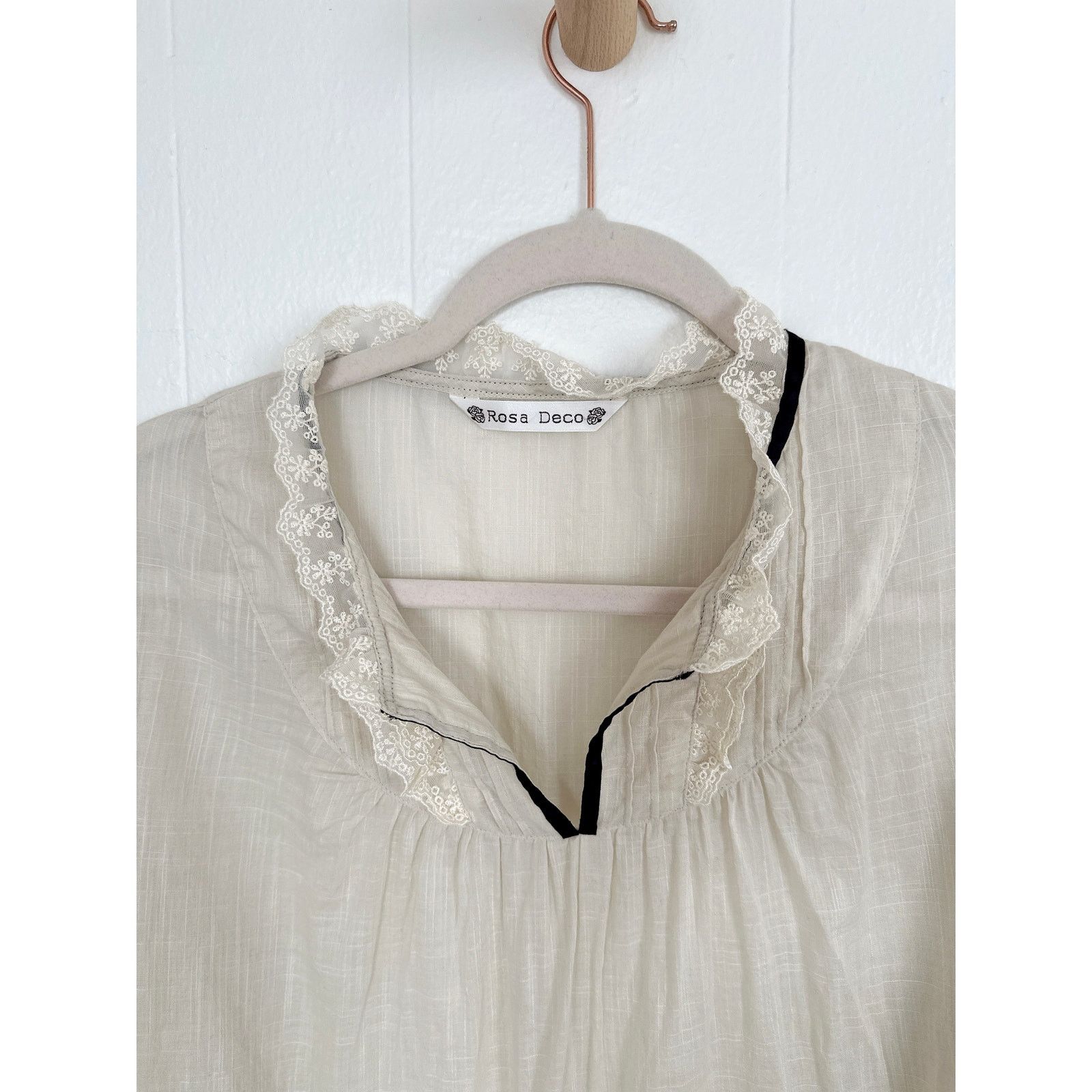 Other JAPANESE VINTAGE Rosa Deco Lace Trim Peasant Top - Whimsgoth Size L / US 10 / IT 46 - 2 Thumbnail