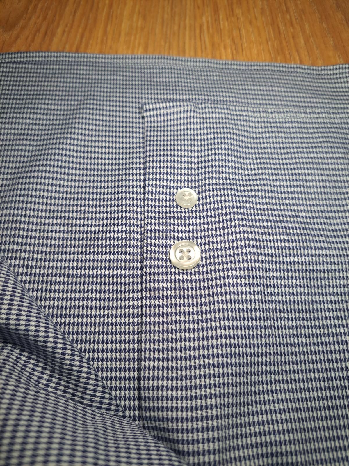 Hickey Freeman Hickey Freeman Dress Shirt 15/15.5-34/35 Blue Houndstooth Size 38R - 8 Thumbnail