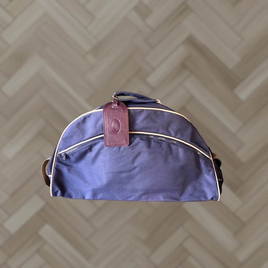 VINTAGE Hiram Bingham Canvas Blue Duffle-Travel Bag EUC