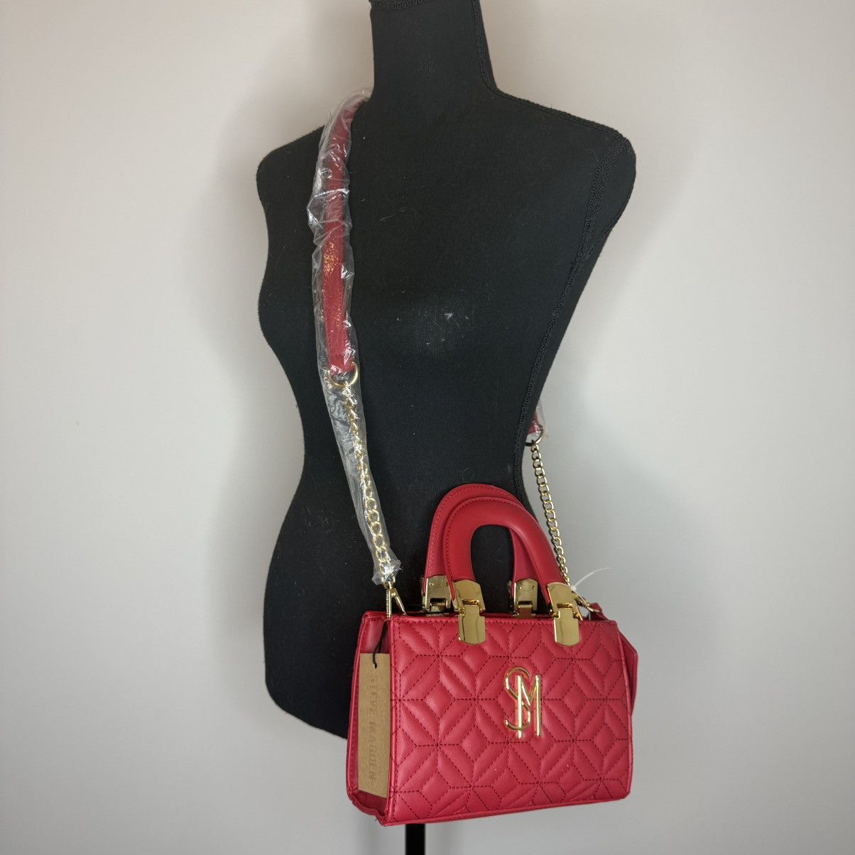 Steve Madden Steve Madden Red Quilted Top-Handle Satchel with Card Pocket Size ONE SIZE - 12 Thumbnail