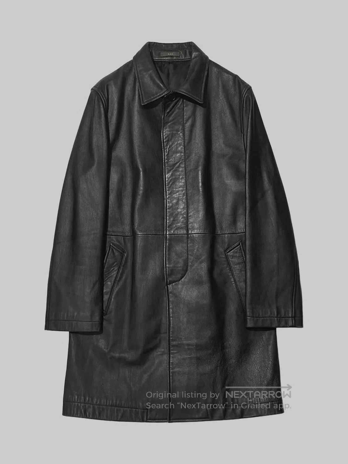 Black Leather Long Coat Size S.