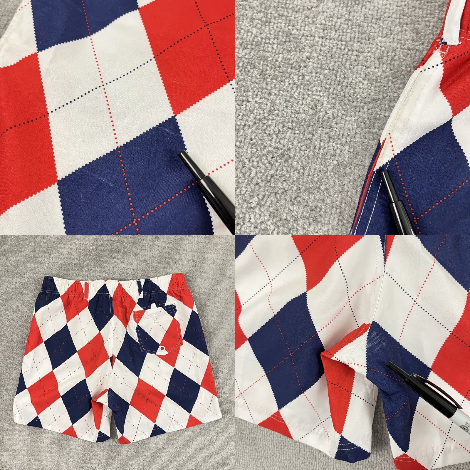 Vintage LOUDMOUTH Shorts Men XL 6" Red White Blue Argyle USA July 4th Hybrid Swim Golf Regular Pants/Shorts? Size US 36 / EU 52 - 8 Thumbnail