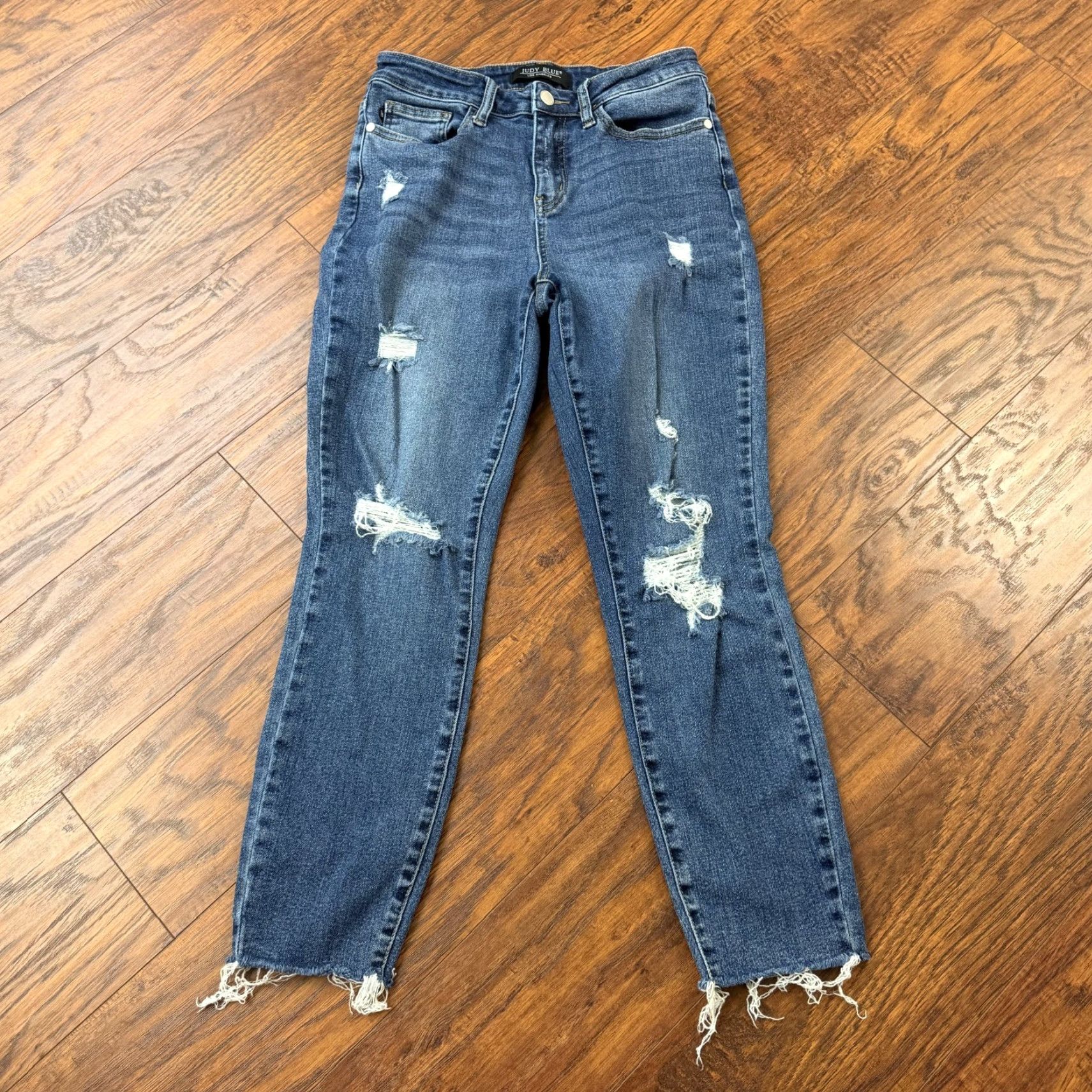 Denime Judy Blue Jeans Womens 27 Relaxed Mid Rise Distressed Stretch Denim 26x26 Blue Denim Straight Jeans Womens Size 26" / US 2 / IT 38 - 2 Thumbnail