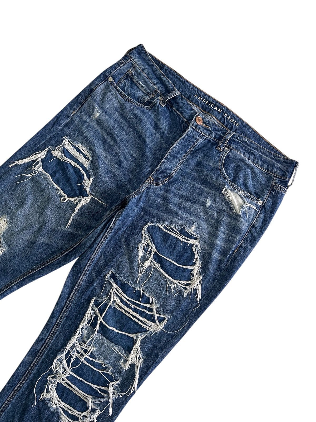 Japanese Brand × Vintage 💥Vintage Japanese Denim Ripped Jeans Size US 37 - 3 Thumbnail