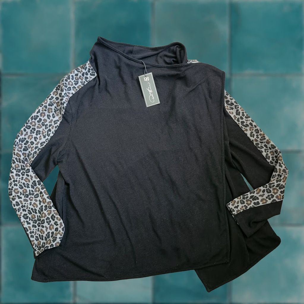 Vintage DG2 Diane Gilman Black Snake Knit Drape-Front Easy Jacket L Womens Regular Zip KnIT Solid Snake Casual Party/Cocktail Travel 90s? Size L / US 10 / IT 46 - 1 Thumbnail