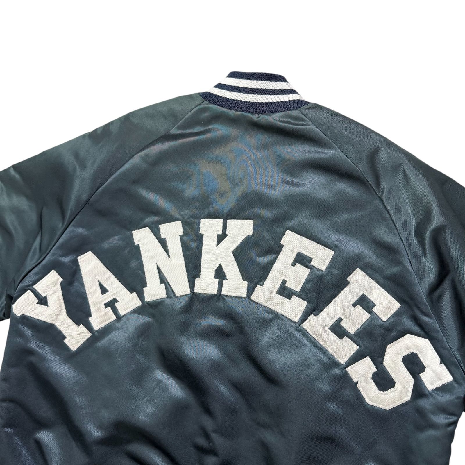 MLB VTG 90s NEW YORK YANKEES CHALK LINE SATIN JACKET SPELL OUT Size US M / EU 48-50 / 2 - 4 Thumbnail
