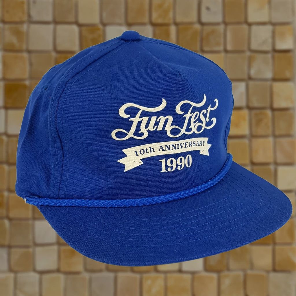 Vintage Vintage Fun Fest Trucker Hat Festival Concert Band Snapback Blue Cap Mens Adjustable Cap Blue 90s Retro Size ONE SIZE - 1 Thumbnail