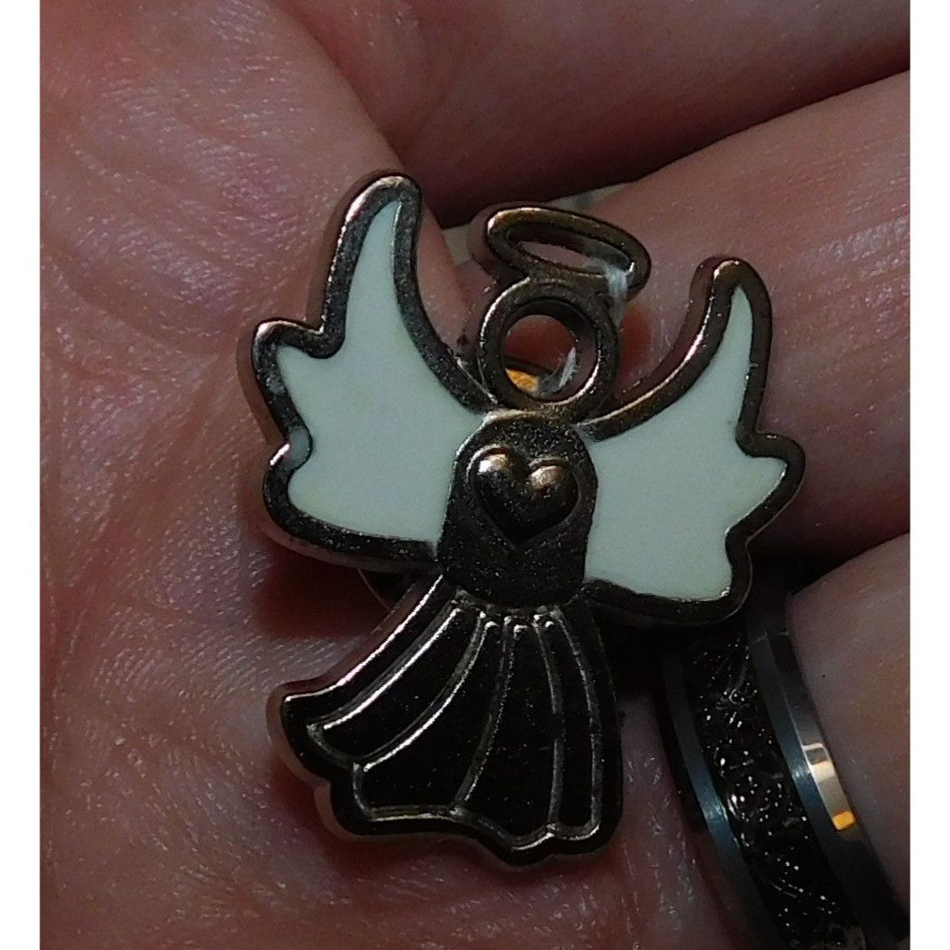Other Angel Heart Silver Tone Lapel Pin With White Enamel Accents Size ONE SIZE - 3 Thumbnail