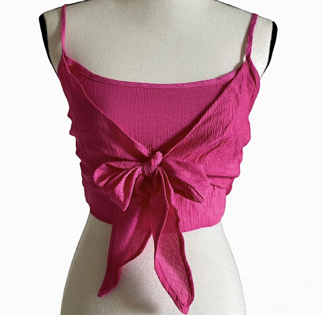 Other PINK BOW & TIE ADJUSTABLE CAMI CROP TOP TANK Size S / US 4 / IT 40 - 1 Thumbnail