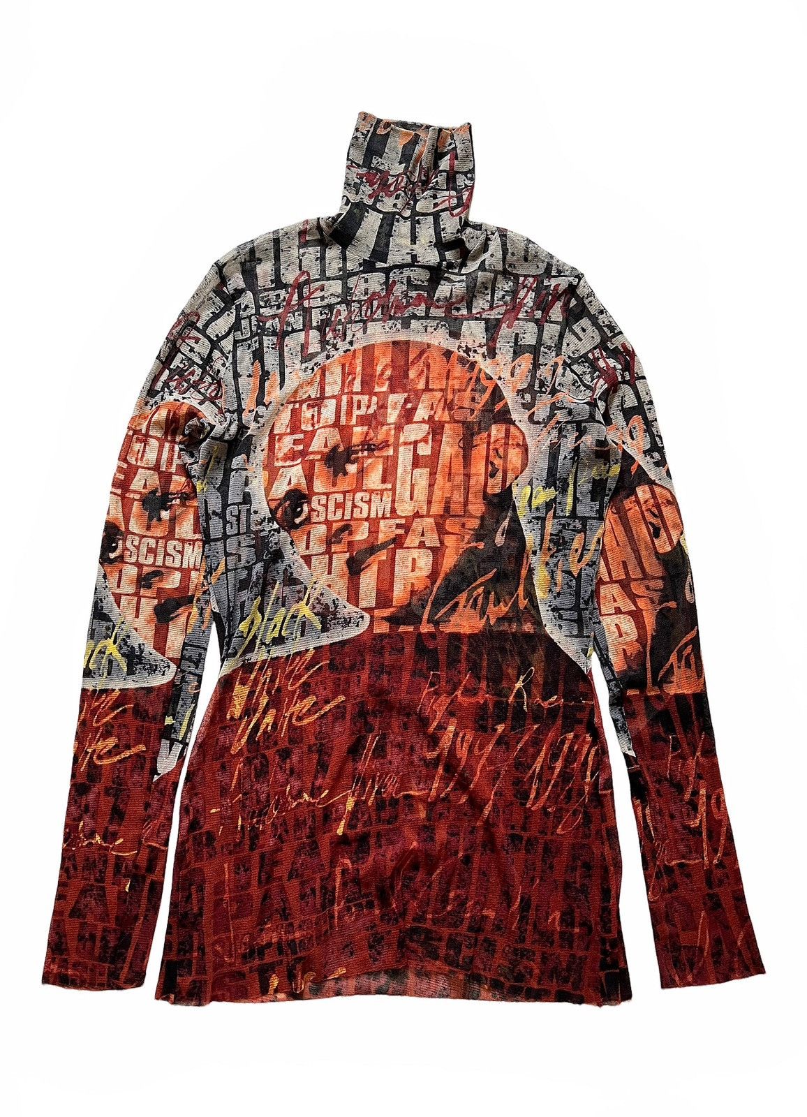 Jean Paul Gaultier AW1997 Fight Racism Tattoo Mesh L/S Shirt Size US L / EU 52-54 / 3 - 1 Thumbnail