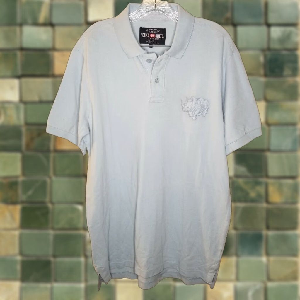 Ecko Unltd. Ecko Unltd Mens Blue Embroidered Rhino Short Sleeve Polo Large Size US L / EU 52-54 / 3 - 1 Thumbnail