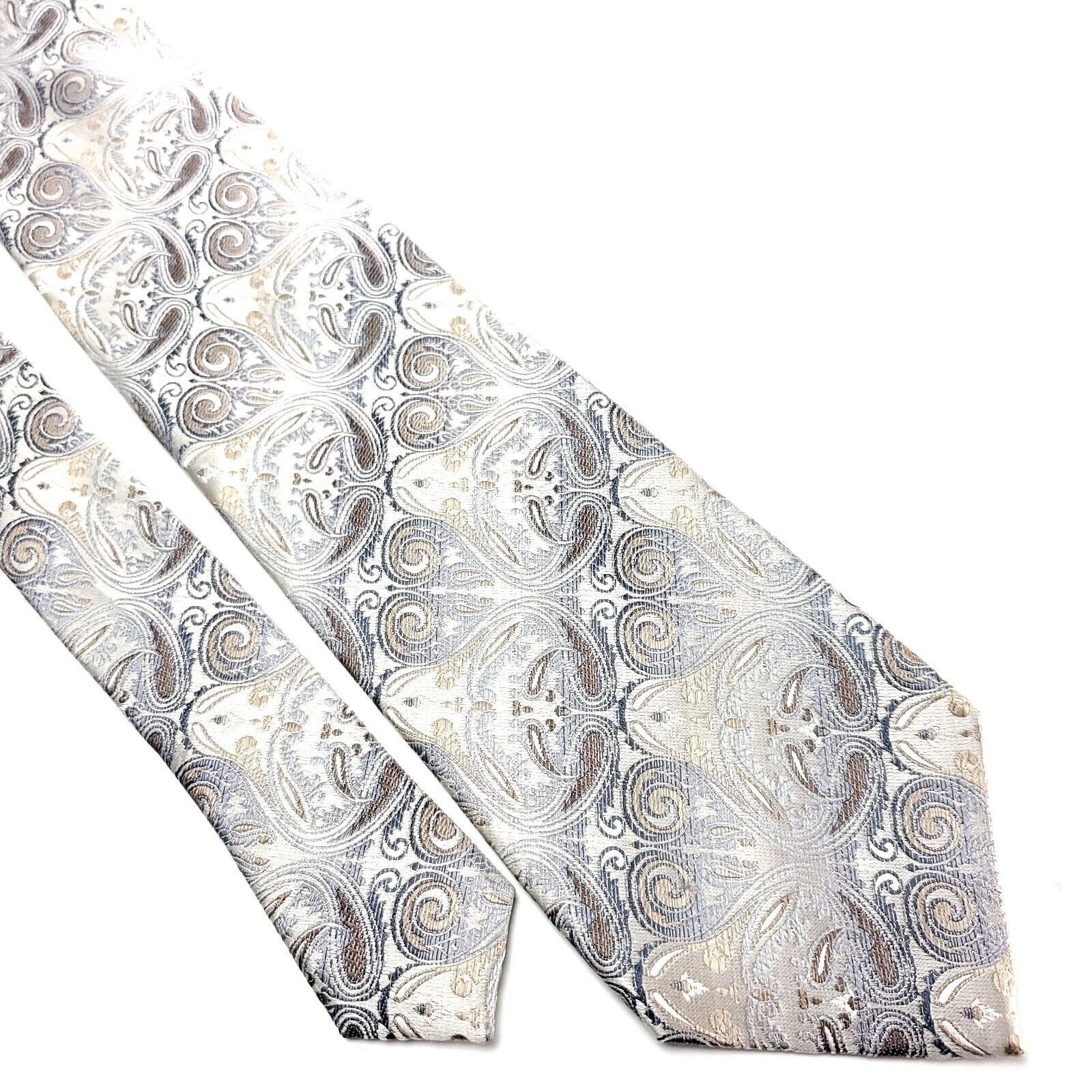 Van Heusen Van Heusen Silk Tie Woven Silver Brown Floral Size ONE SIZE - 1 Thumbnail