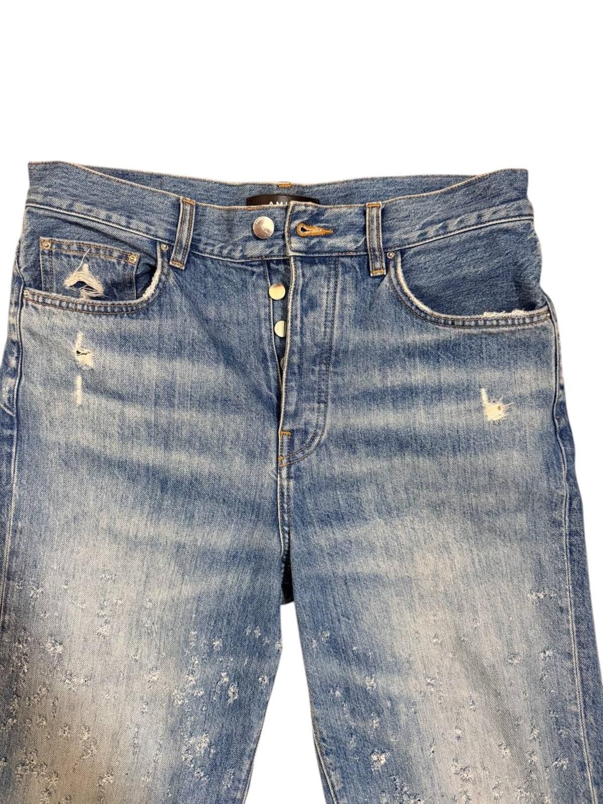 Amiri Amiri Destroyed Shotgun Wide Leg Jean Blue Size 29 Size US 29 - 4 Thumbnail