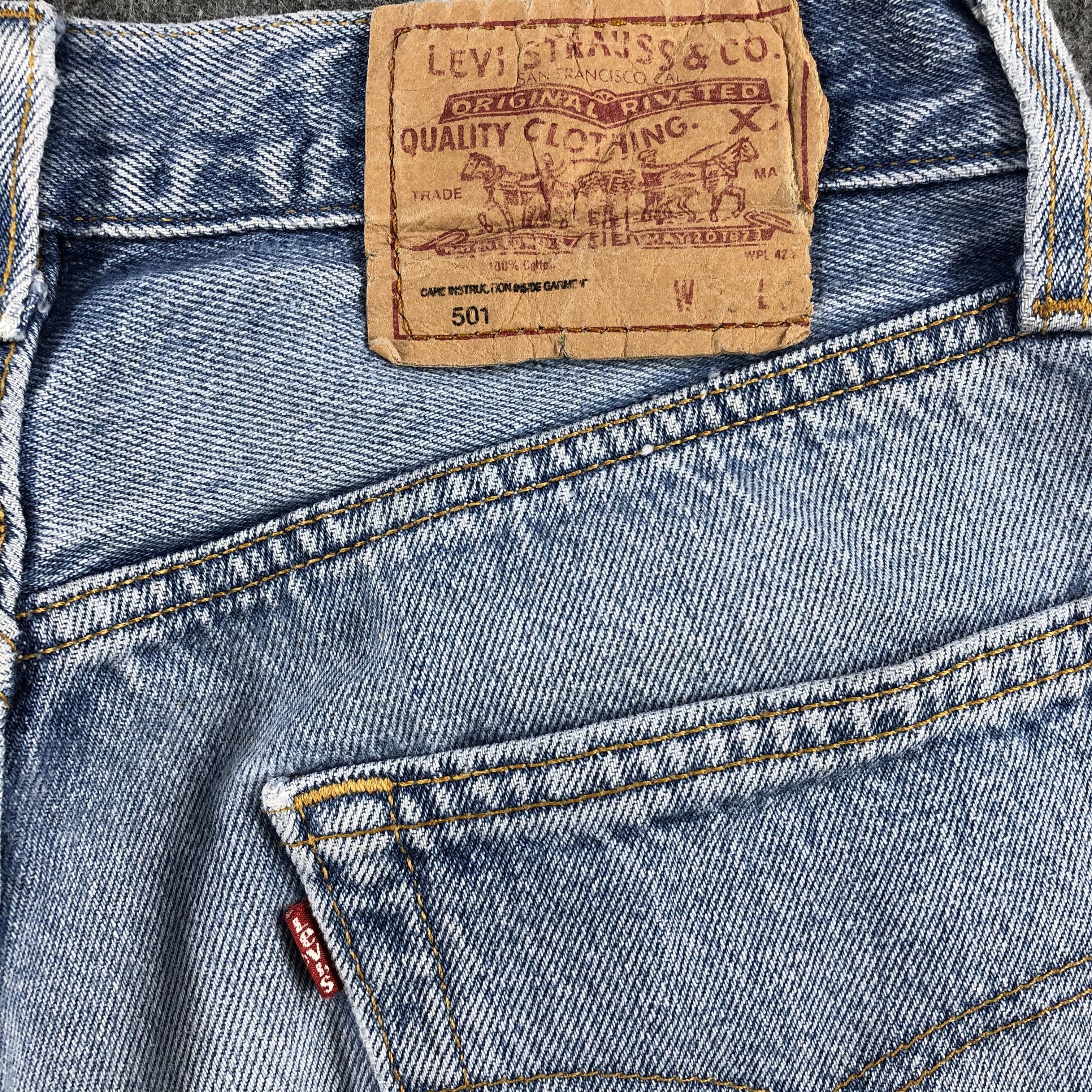 Levi's Vintage 90s Distress Levis 501 Jeans-J1408 Size US 28 / EU 44 - 5 Thumbnail