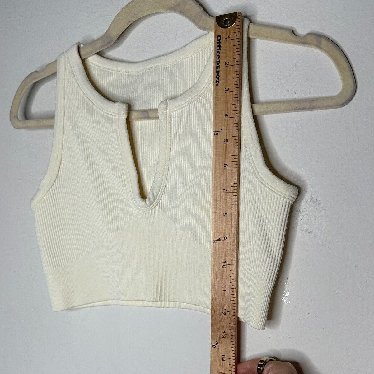 Other Cream Rib Knit Cut Front V Soft Sports Bra No Inserts Medium Size ONE SIZE - 8 Thumbnail