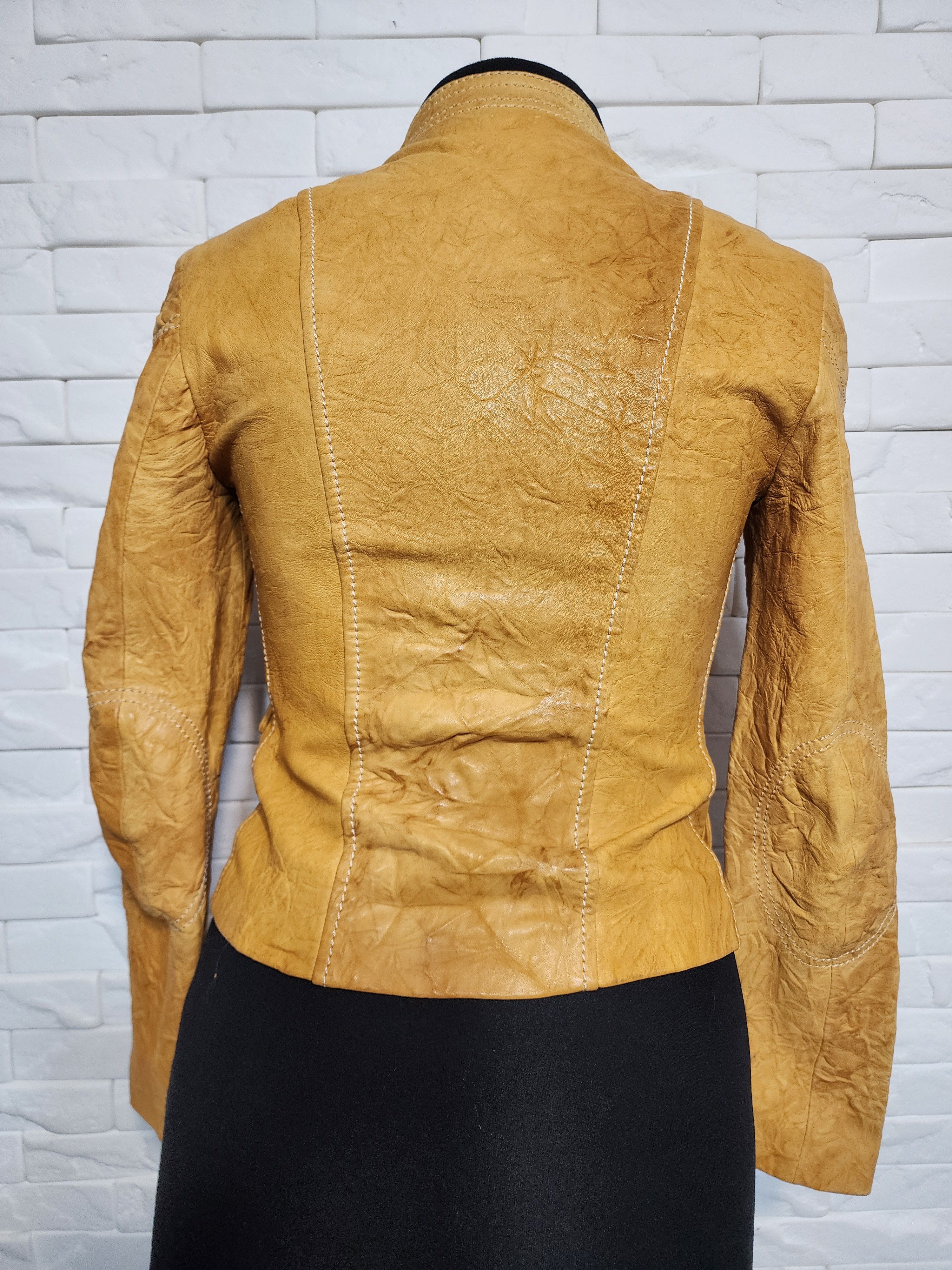 Other Yellow Leather Jacket: Women's Zipper Up Size S / US 4 / IT 40 - 4 Thumbnail