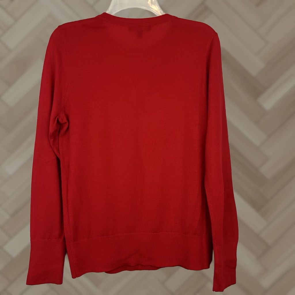 Ann Taylor Ann Taylor Sweater Womens M Red Knit Pullover Top Lightweight Pearl Holiday Size M / US 6-8 / IT 42-44 - 1 Thumbnail