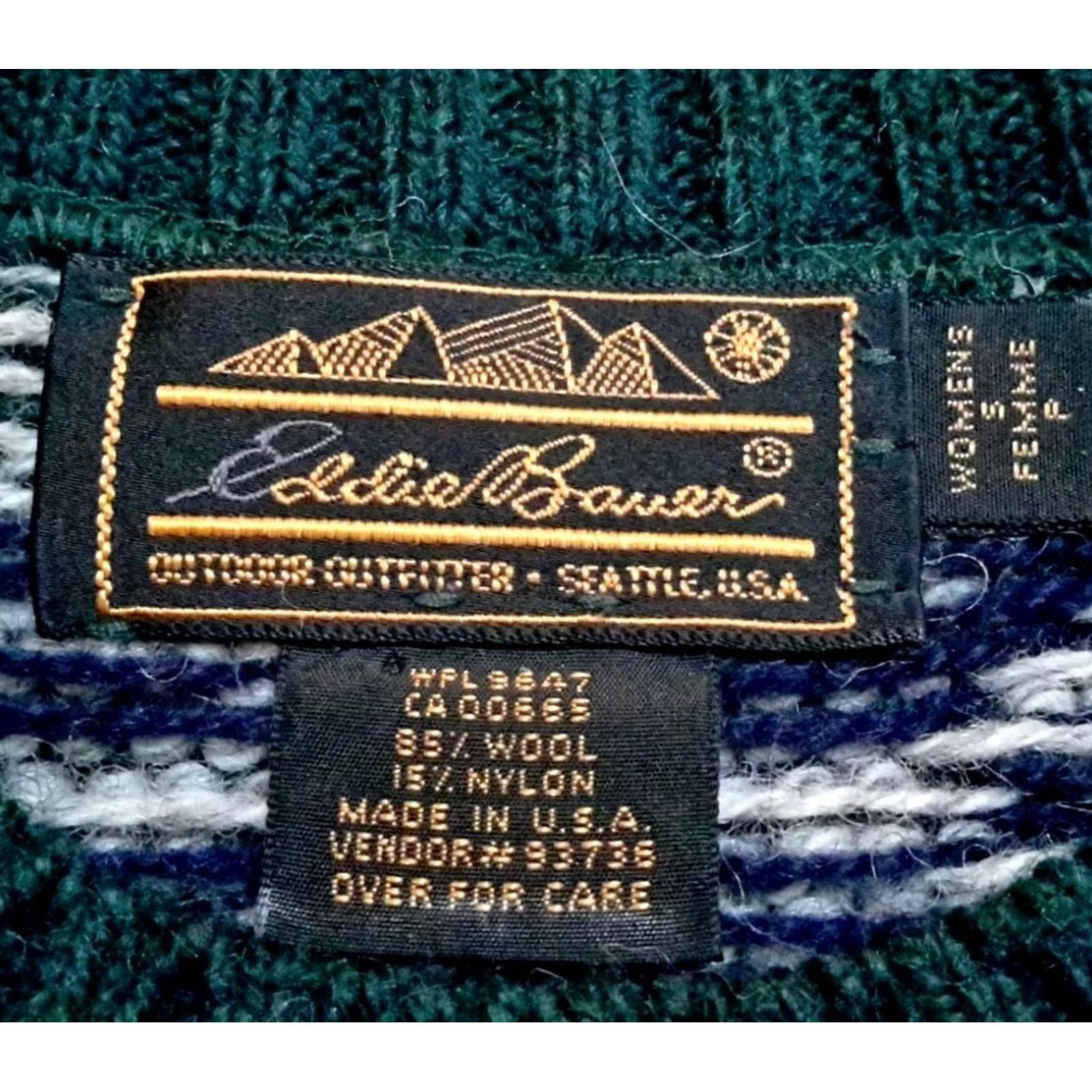 Eddie Bauer VINTAGE Eddie Bauer Womens Wool Blend Nordic Ski Sweater S Green Size S / US 4 / IT 40 - 5 Thumbnail