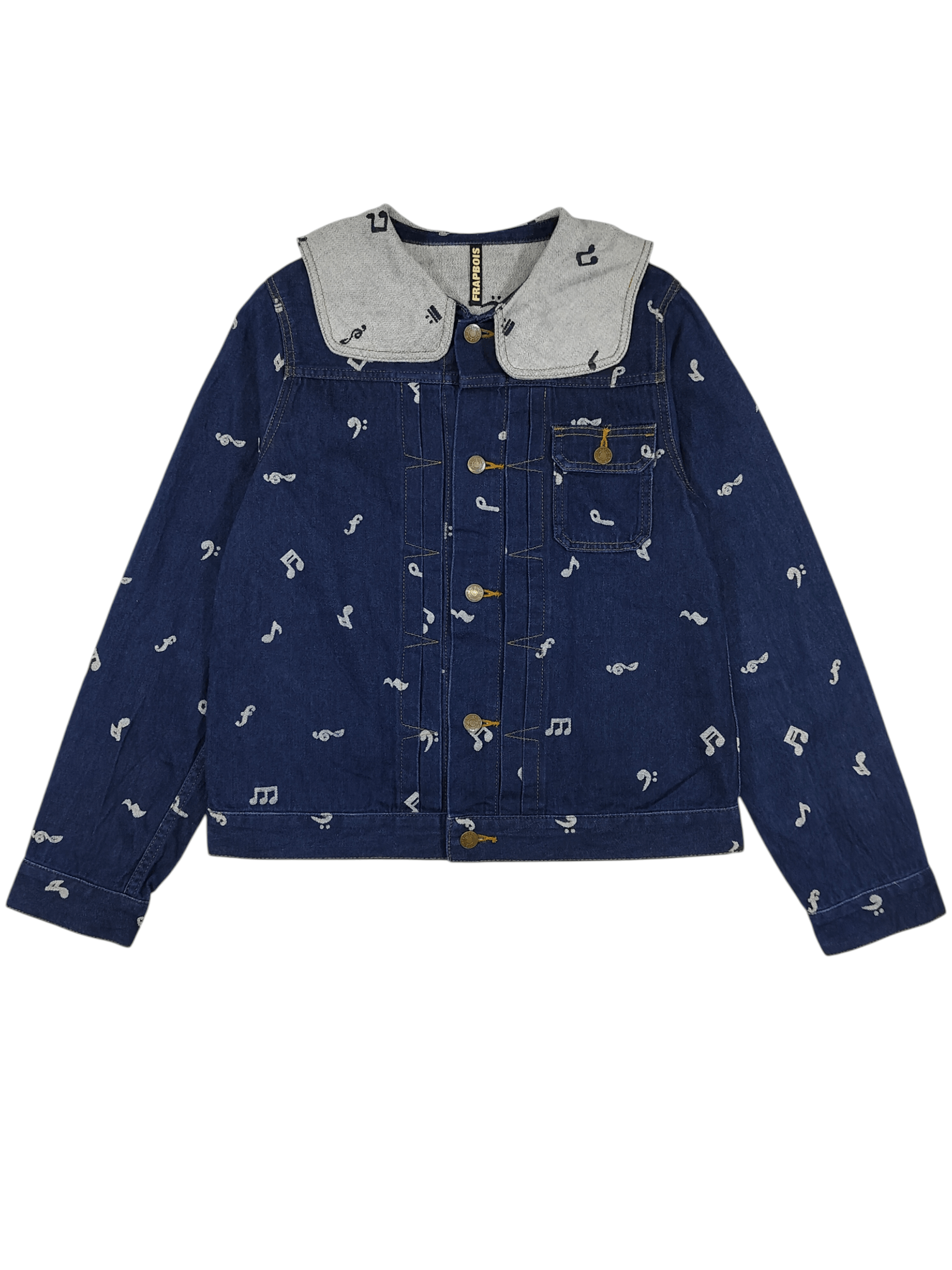 Frapbois Frapbois🇯🇵AOP Musical Notes Sailor Collar Denim Jacket Size M / US 6-8 / IT 42-44 - 1 Thumbnail