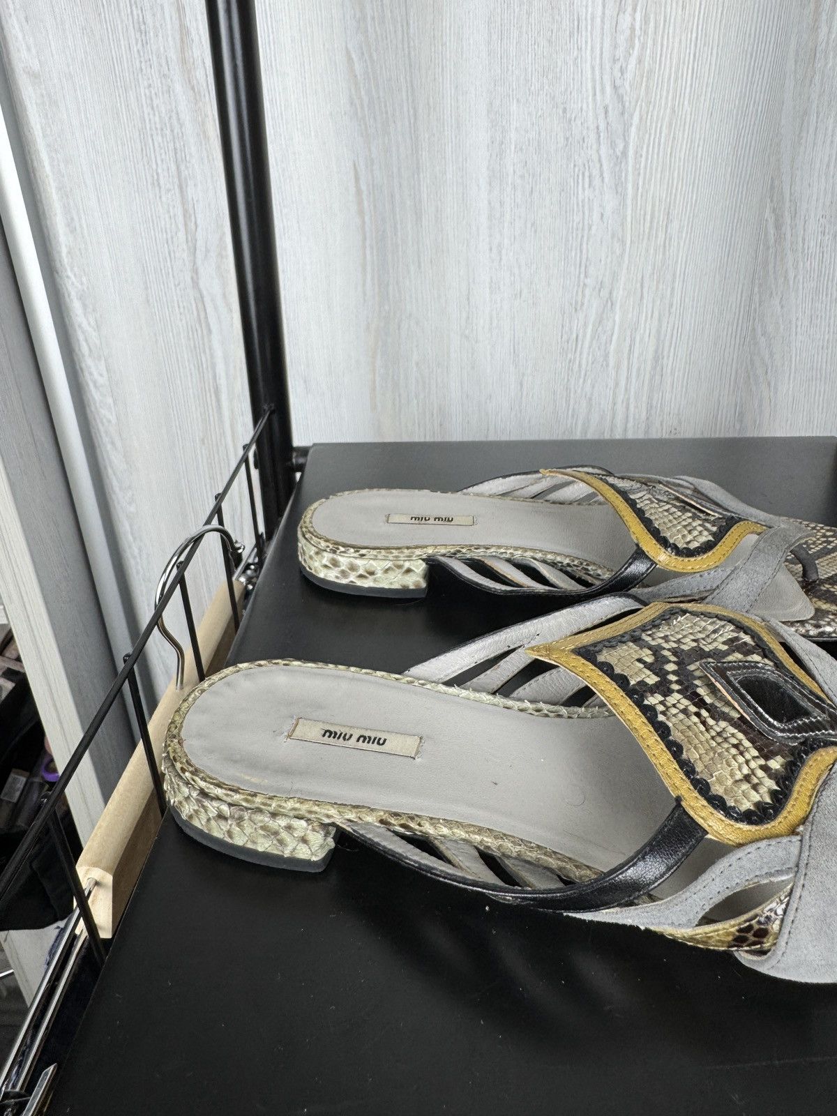 Miu Miu Miu Miu Lizard snake leather and suede sandals mules Sz 37 Size US 7 / IT 37 - 4 Thumbnail