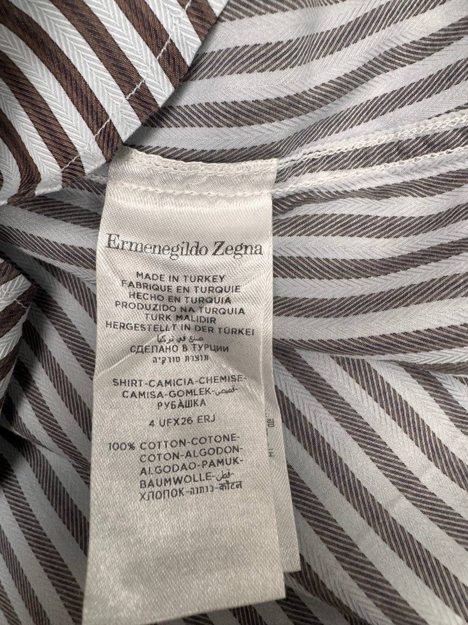 Z Zegna Ermenegildo Zegna Men Striped Shirt Brown White Size L Size US L / EU 52-54 / 3 - 9 Thumbnail