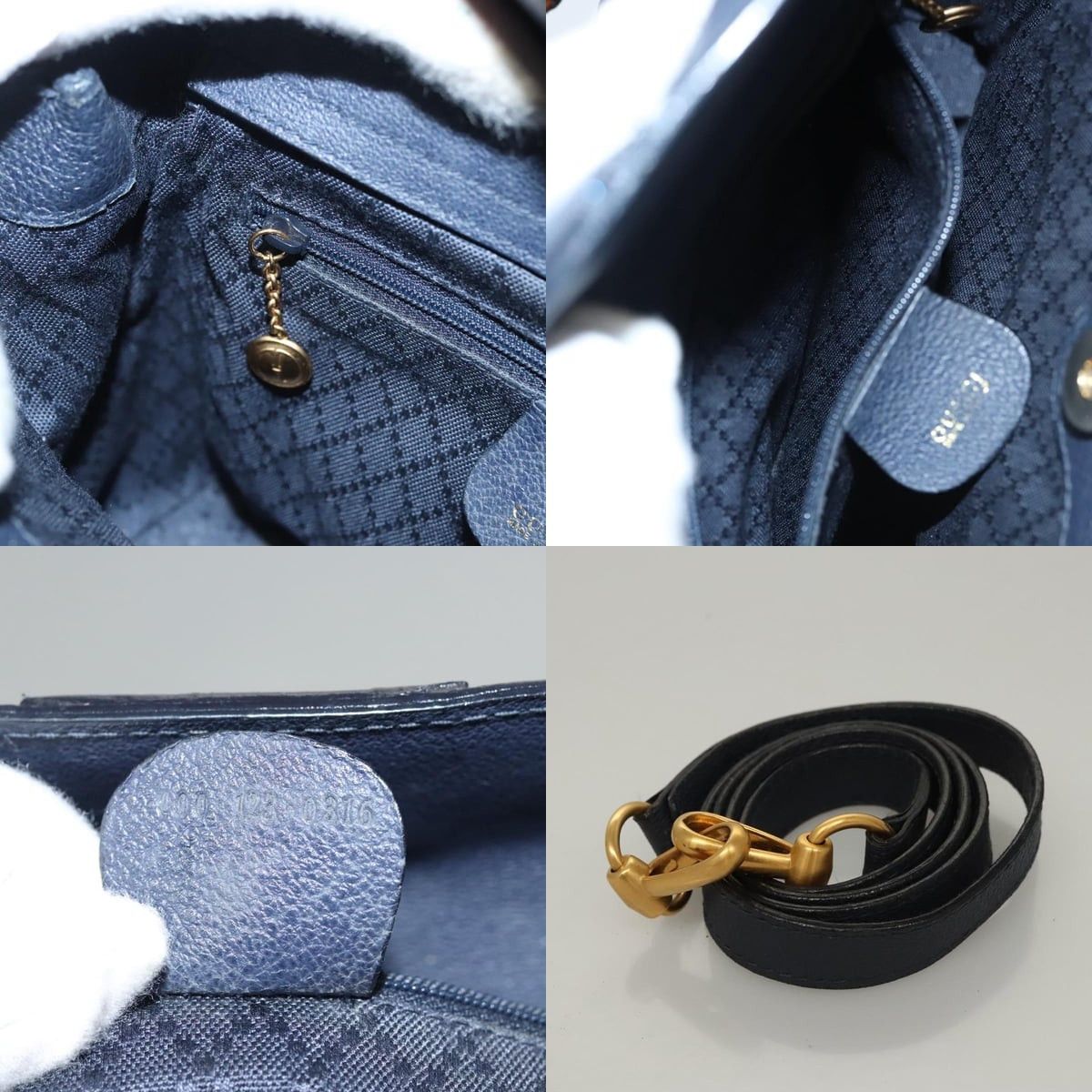 Gucci GUCCI Bamboo Hand Bag Suede Navy Gold 000 123 000 123 Size ONE SIZE - 12 Thumbnail