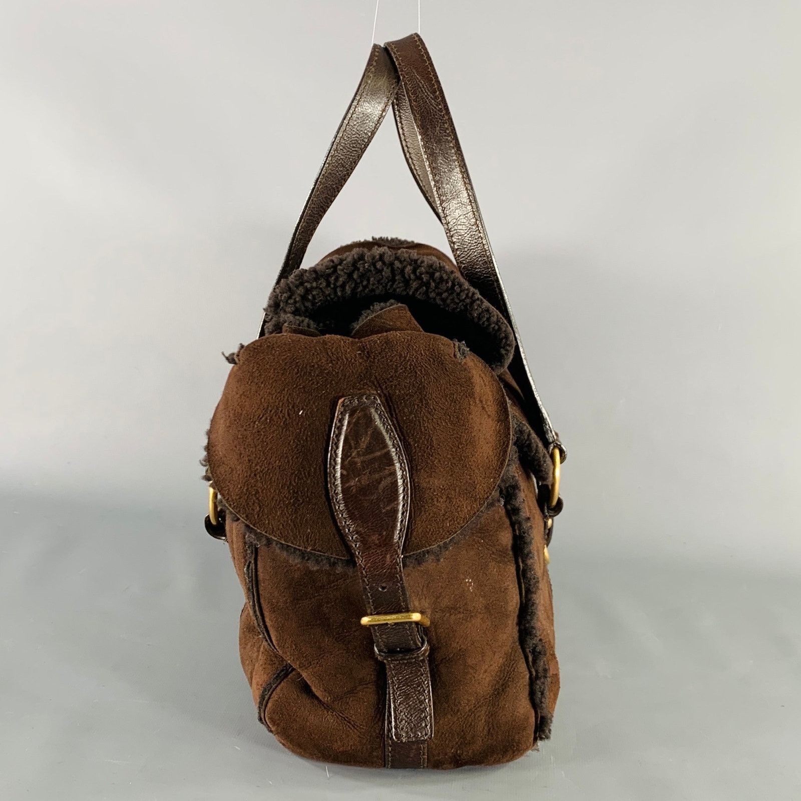 Yves Saint Laurent YVES SAINT LAURENT Brown Shearling Leather Shoulder Handbag Size ONE SIZE - 3 Thumbnail