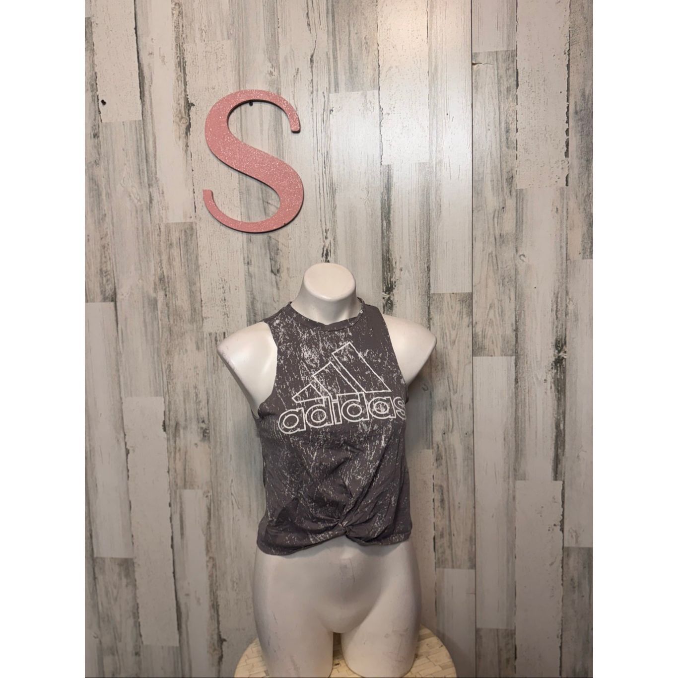 Adidas Adidas Gray Sleeveless Logo Tank | Distressed Workout Crop T Size S / US 4 / IT 40 - 1 Thumbnail