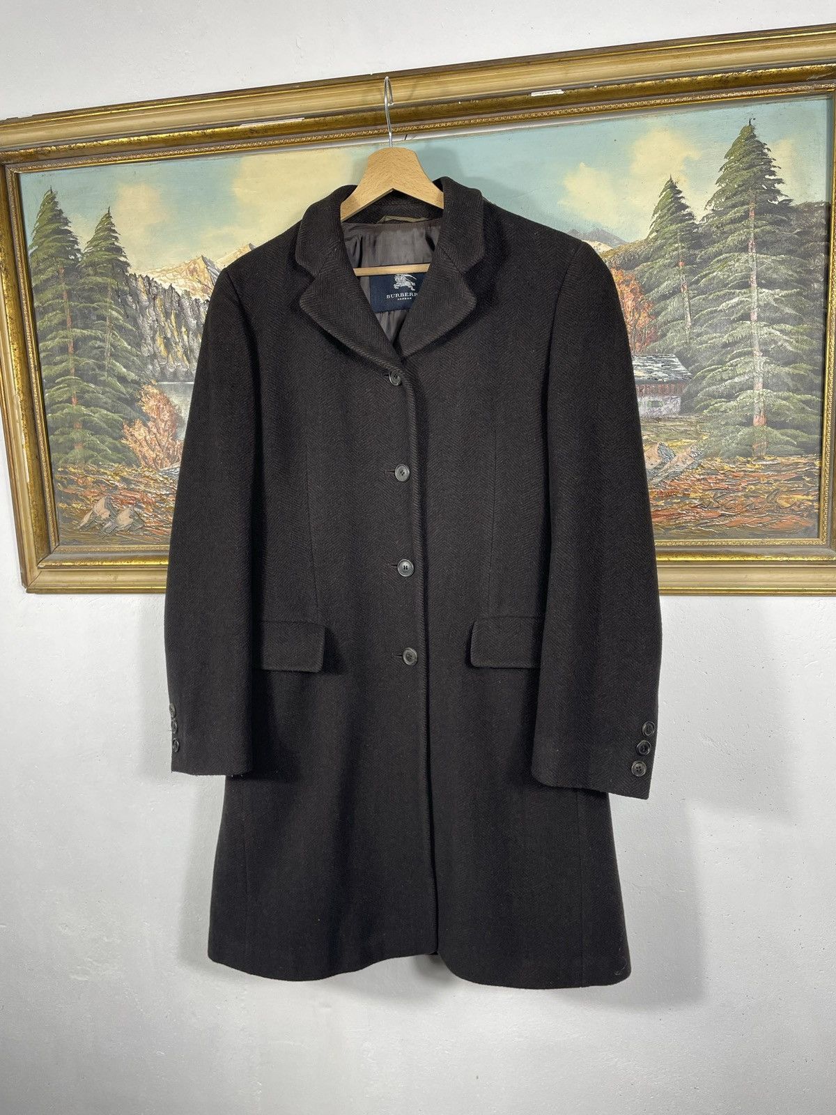 Burberry × Designer × Vintage Burberry Retro 90s Thick Wool Brown Heavy Coat Size S / US 4 / IT 40 - 2 Thumbnail