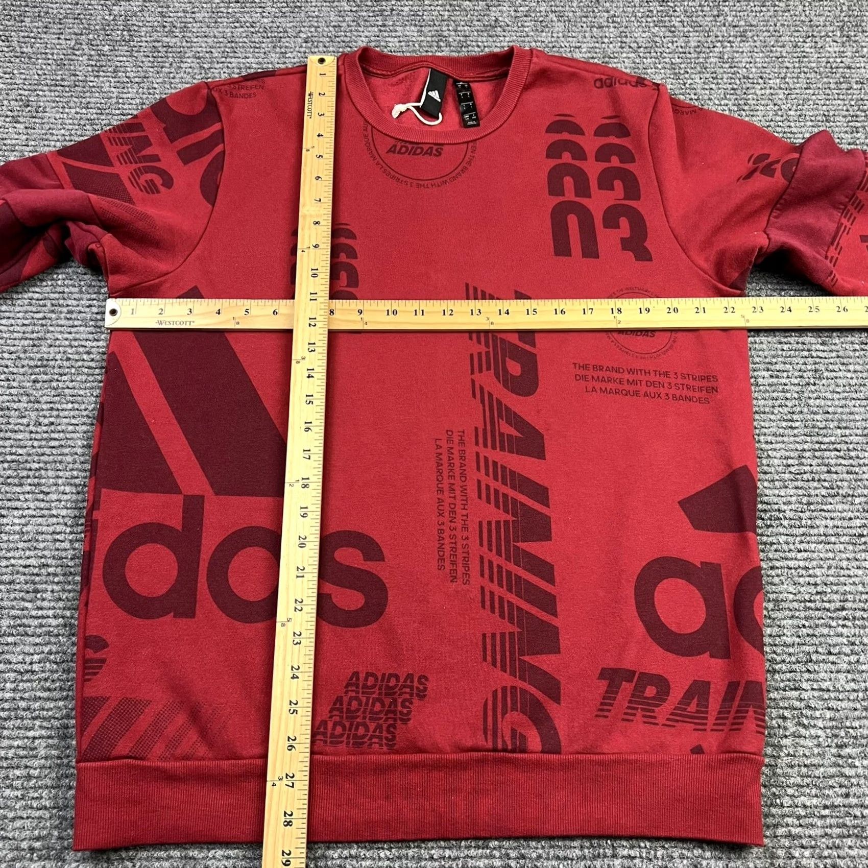 Adidas Adidas Red All Over Spellout Graphic Crewneck Sweatshirt Mens Large Size US L / EU 52-54 / 3 - 4 Thumbnail